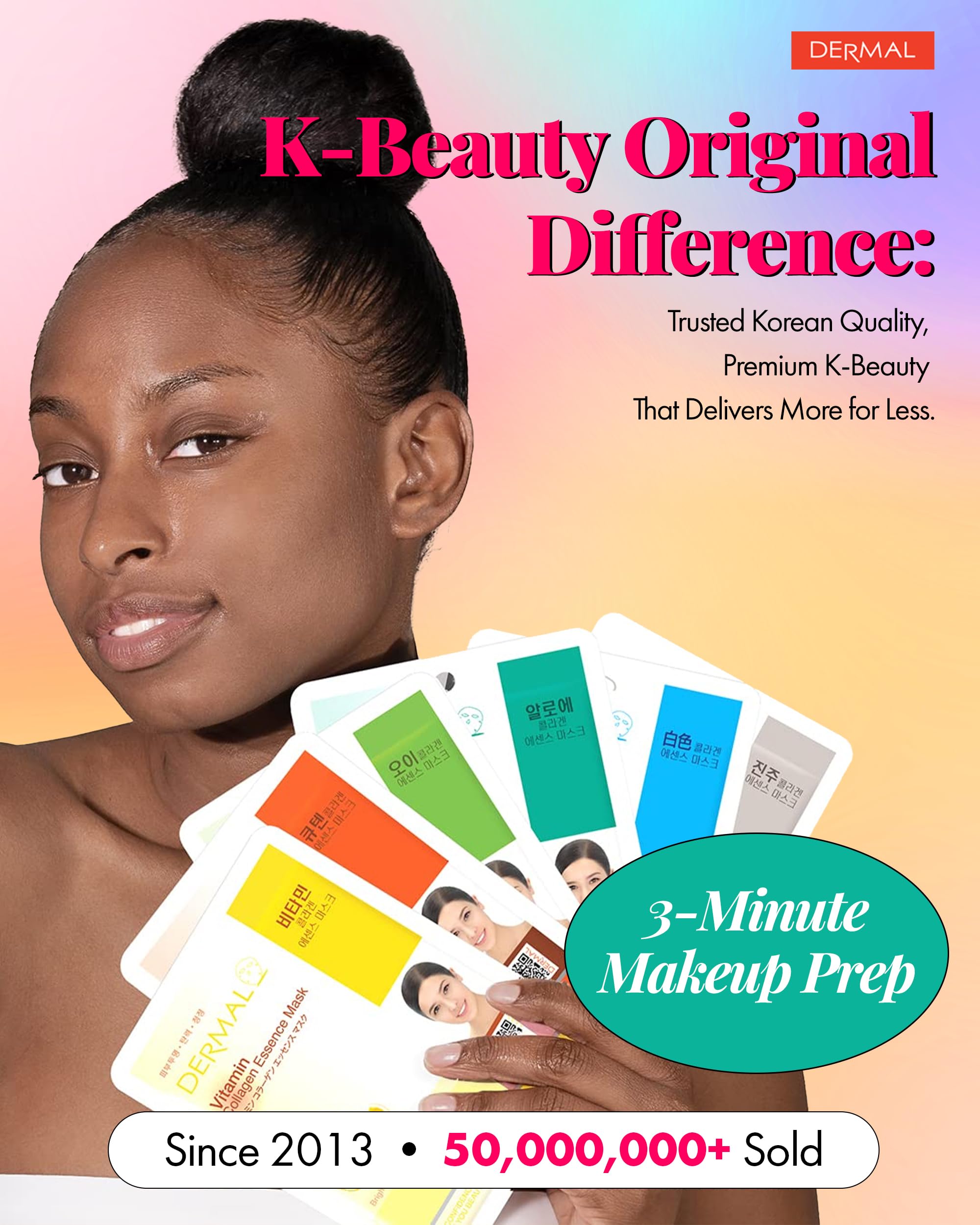 DERMAL 39 Korean Essence Sheet Mask Variety Pack, 39 Formulas, - DERMAL