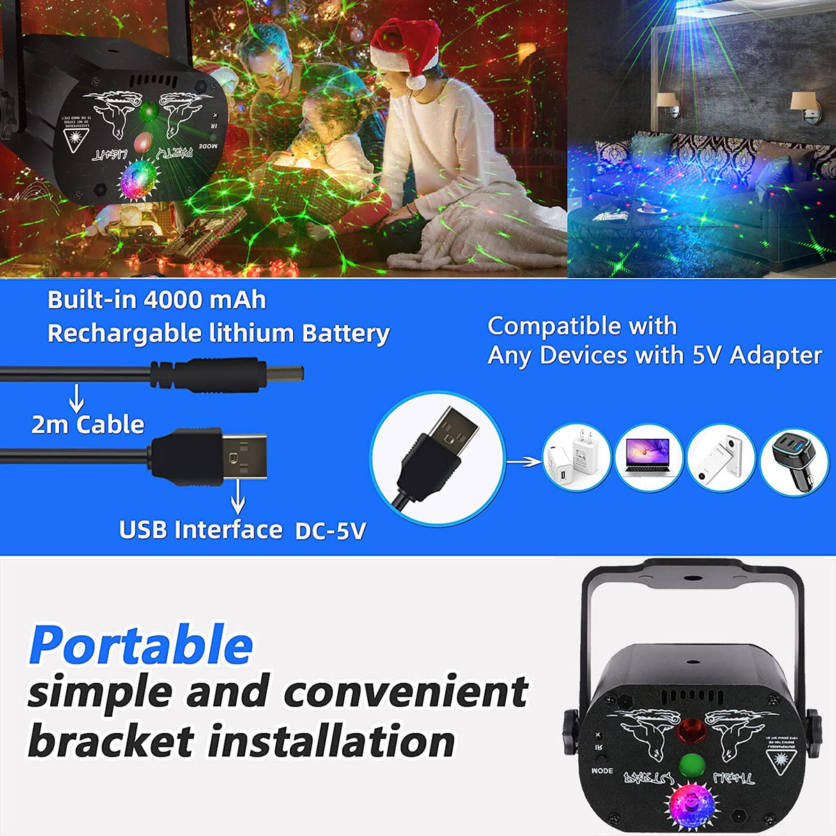 Disco Stage Lights Rechargeable Wireless DJ Lights for - kismee Official Imagery - 5