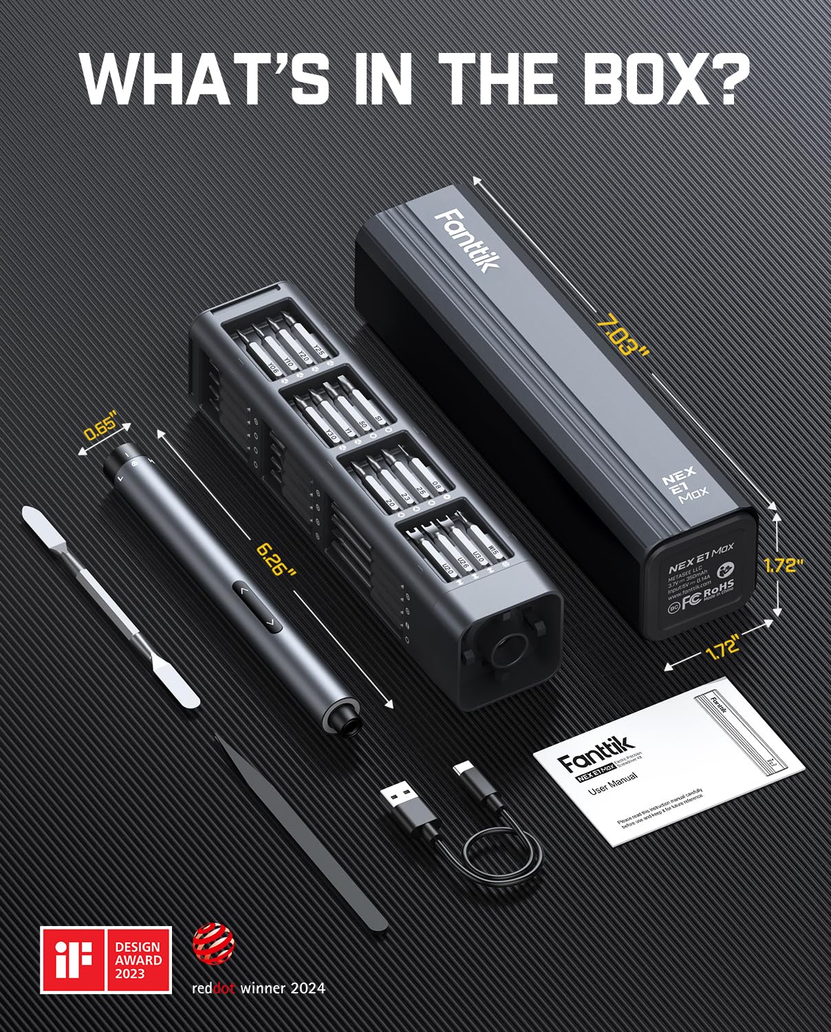 Fanttik E1 Max Electric Screwdriver, 53-in-1 Screwdriver for DIY by Fanttik - Angle View 2