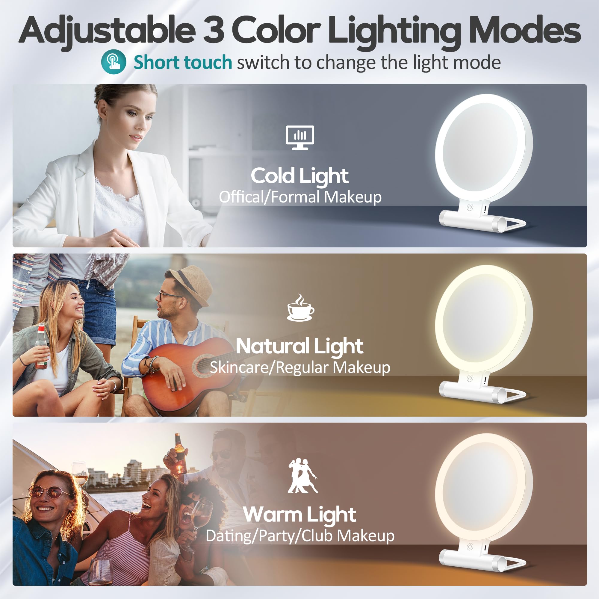 B Beauty Planet Magnifying Mirror with Light 30X, Double-Sided 1X/ 30X Magnifyin - B Beauty Planet Official Product View 3