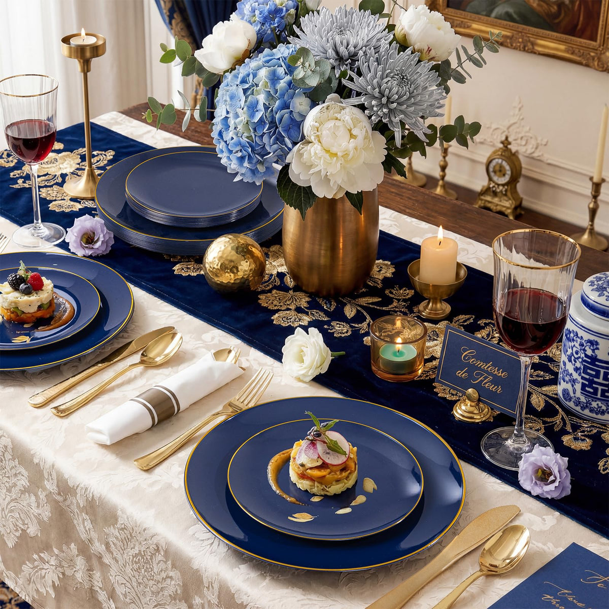 175Pcs Blue Plastic Plates - KIRE Official Imagery - 5