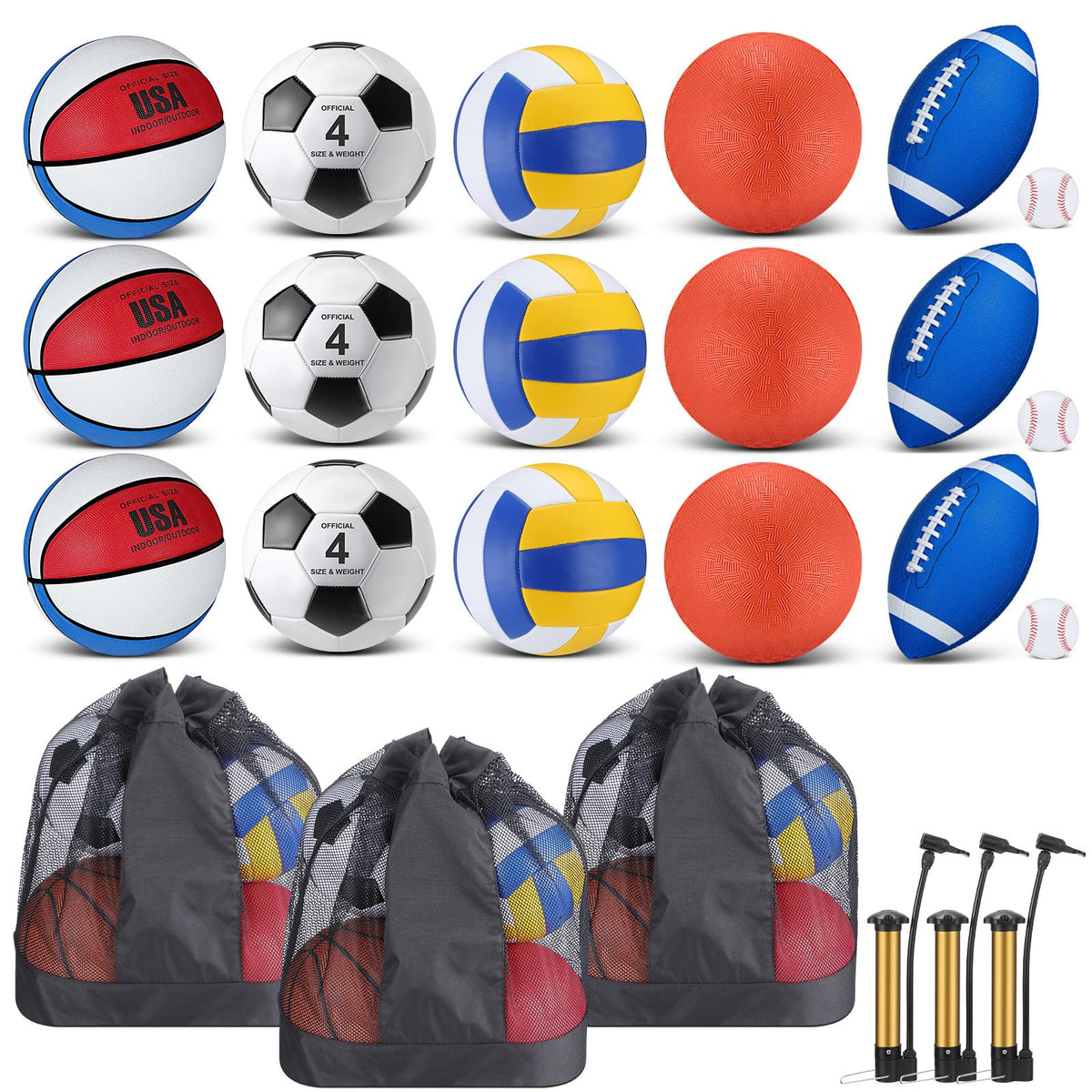 Leyndo 18 Pcs Sports Ball Bulk Set Official Size - Leyndo Official Imagery - 1