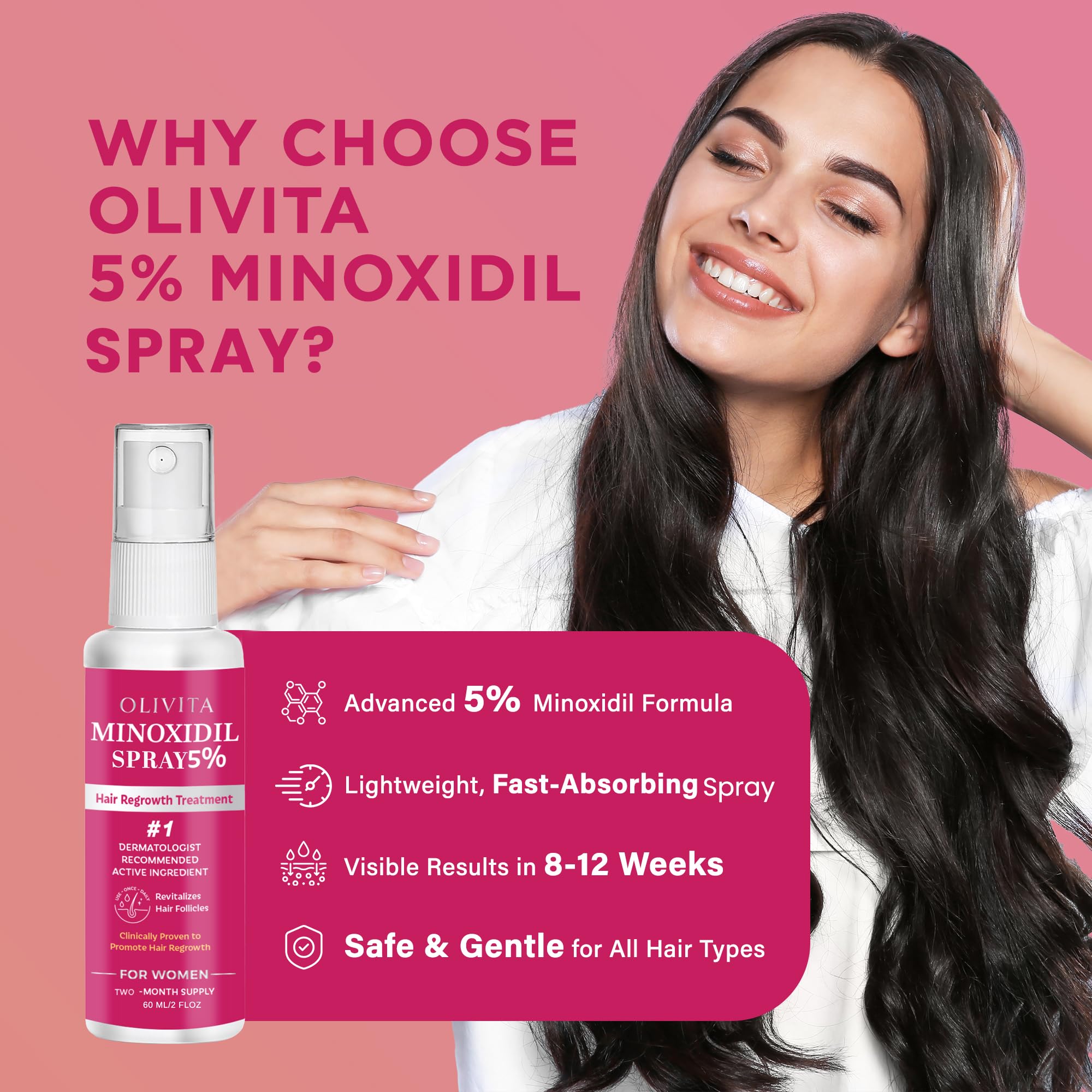 5 Minoxidil Spray for Women Hair Growth Extra Strength Hair - OLIVITA Official Imagery - 4