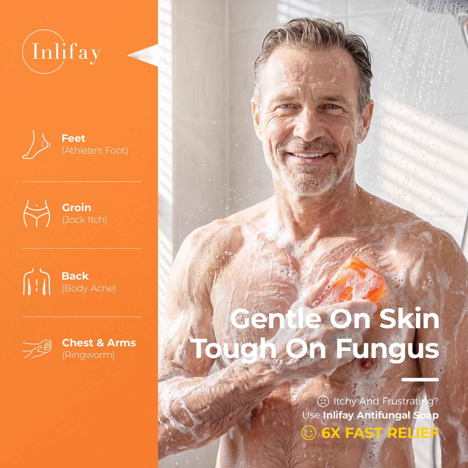 Inlifay Antifungal Soap Bar – Tea Tree Oil Treatment, 2 Bars