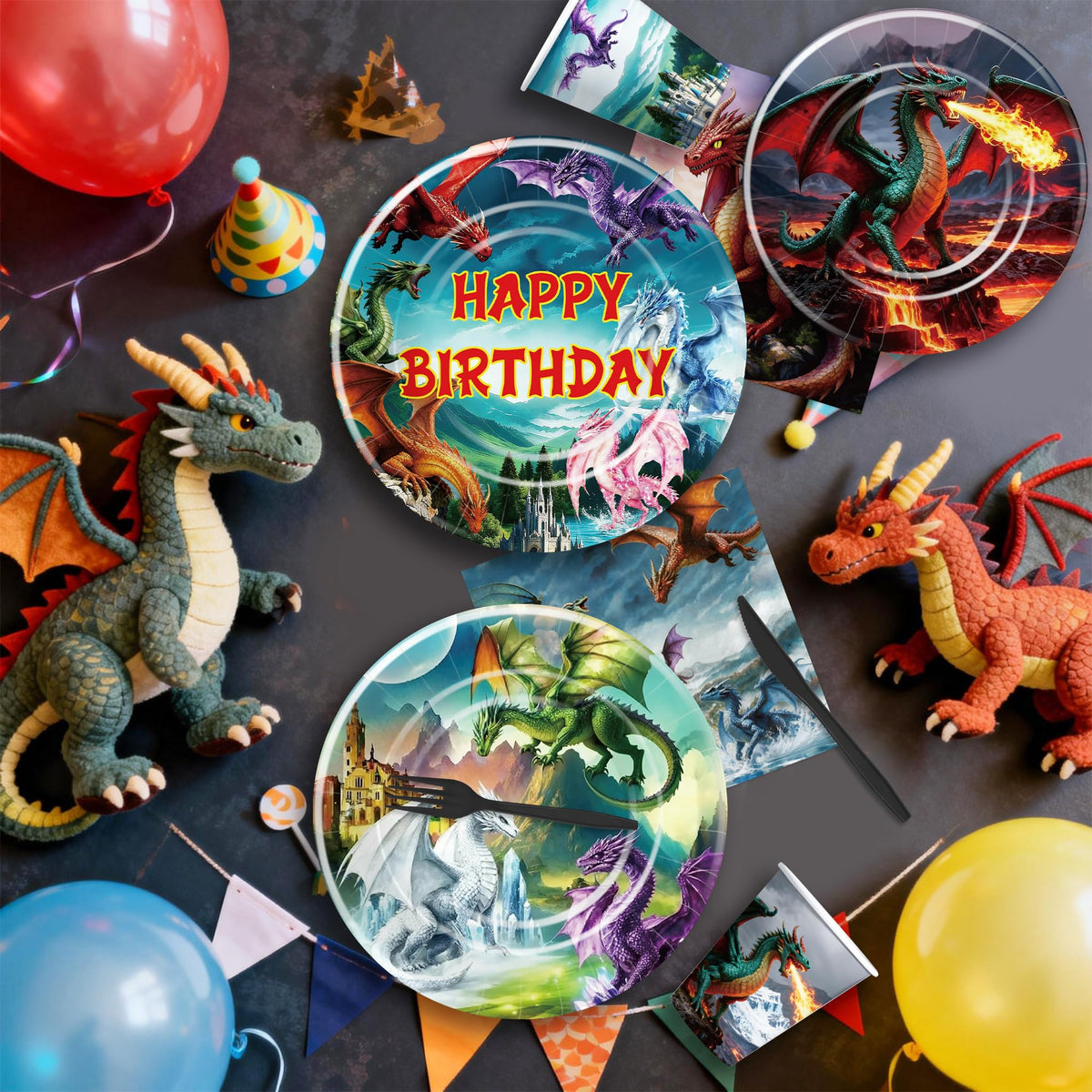 Magical Fantasy Flying Dragon Birthday Party Decorations - HOAKWA Official Imagery - 3