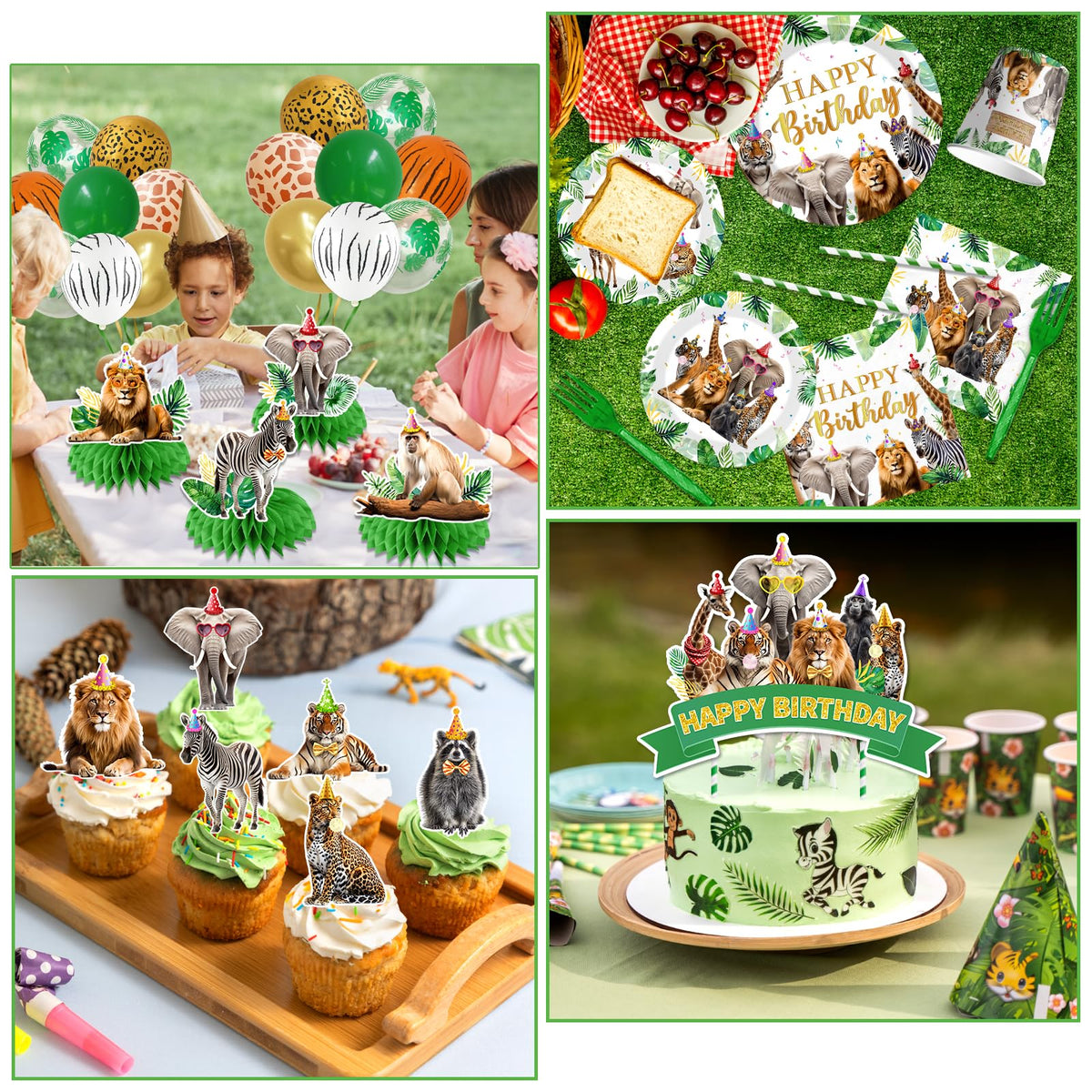 Safari Themed Party Decorations Tableware 198pcs Jungle - Meuqeaju Official Imagery - 6