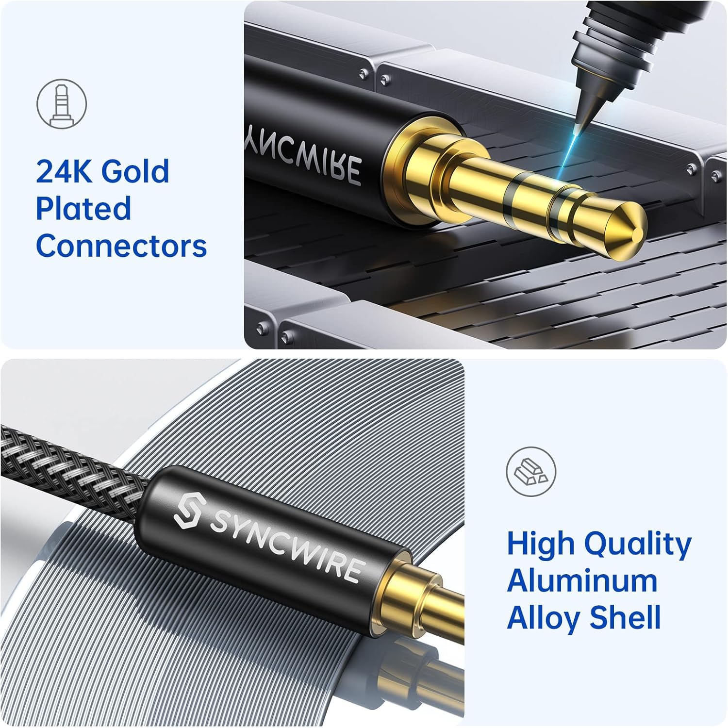 Syncwire 3.5mm Nylon Braided Aux Cable  , Audio Auxiliary Input A - SYNCWIRE Official Product View 3