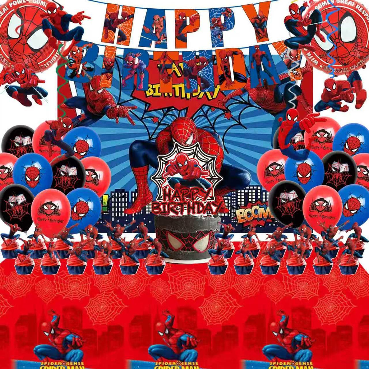 51PCS spidey birthday party supplies backdrop Happy Birthday - TOCKFIT Official Imagery - 1