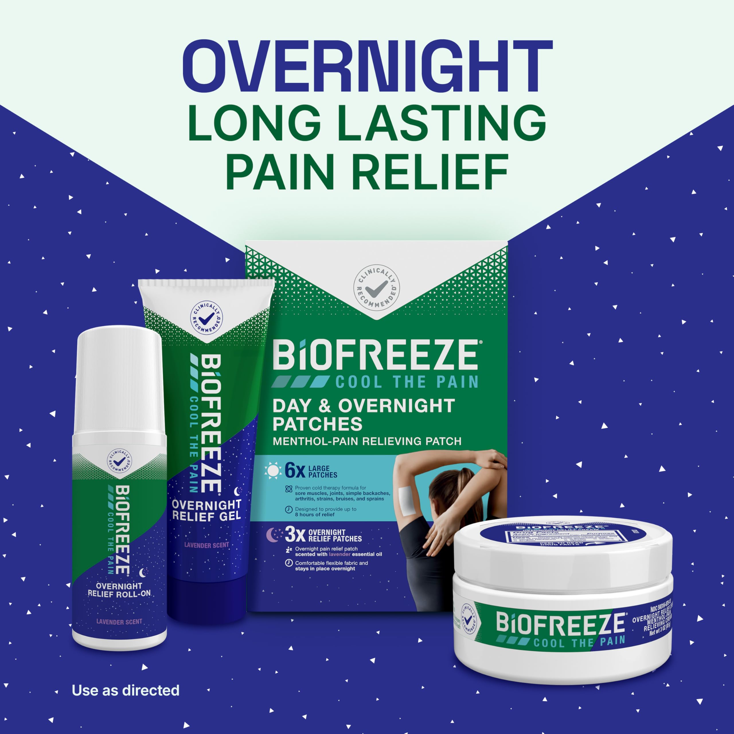 Biofreeze Overnight Pain Relief Gel, Lavender-Scented Menthol Gel, 3 FL OZ