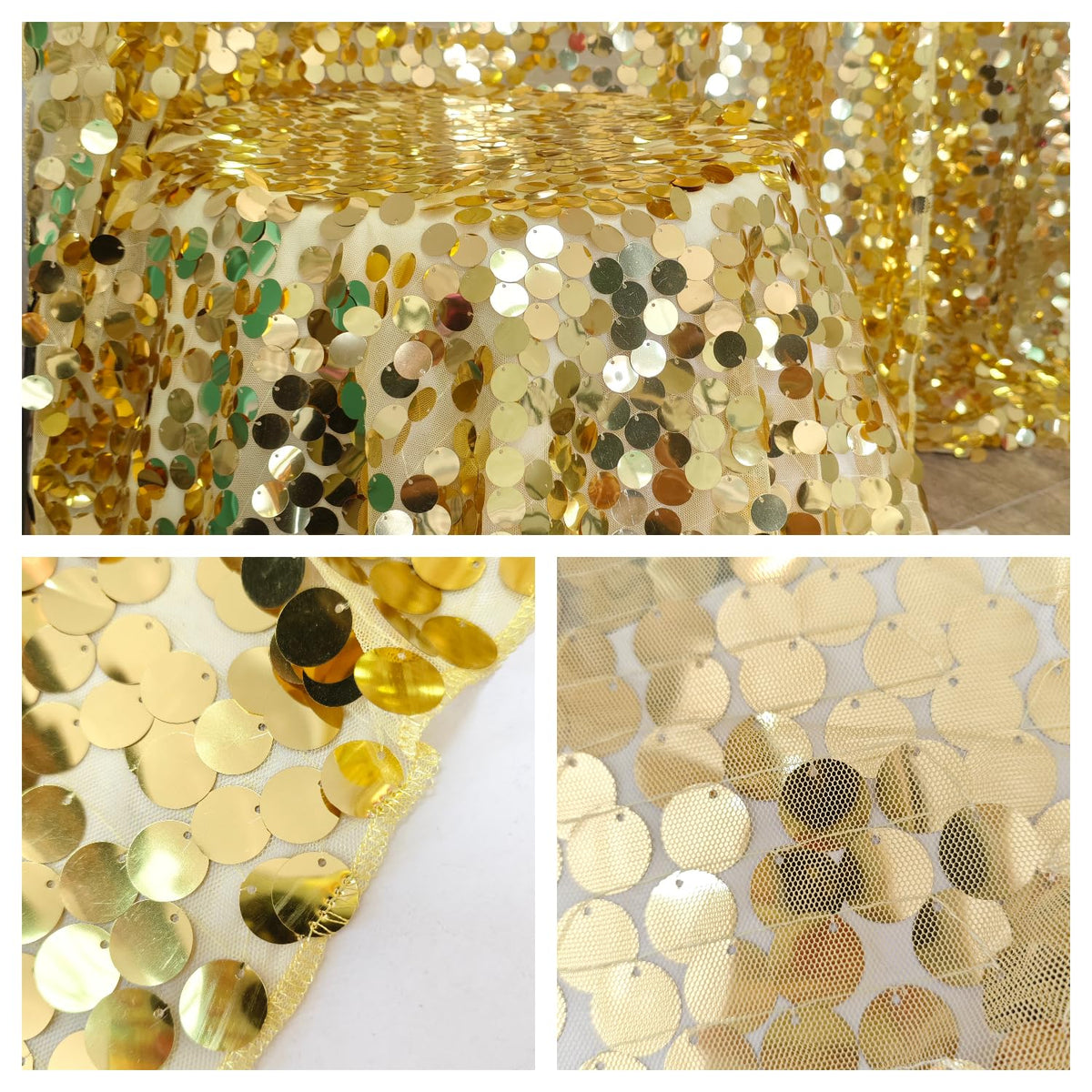Large Payatte 18MM Sequin Backdrop Curtains Light Gold - TCBESTO Official Imagery - 6