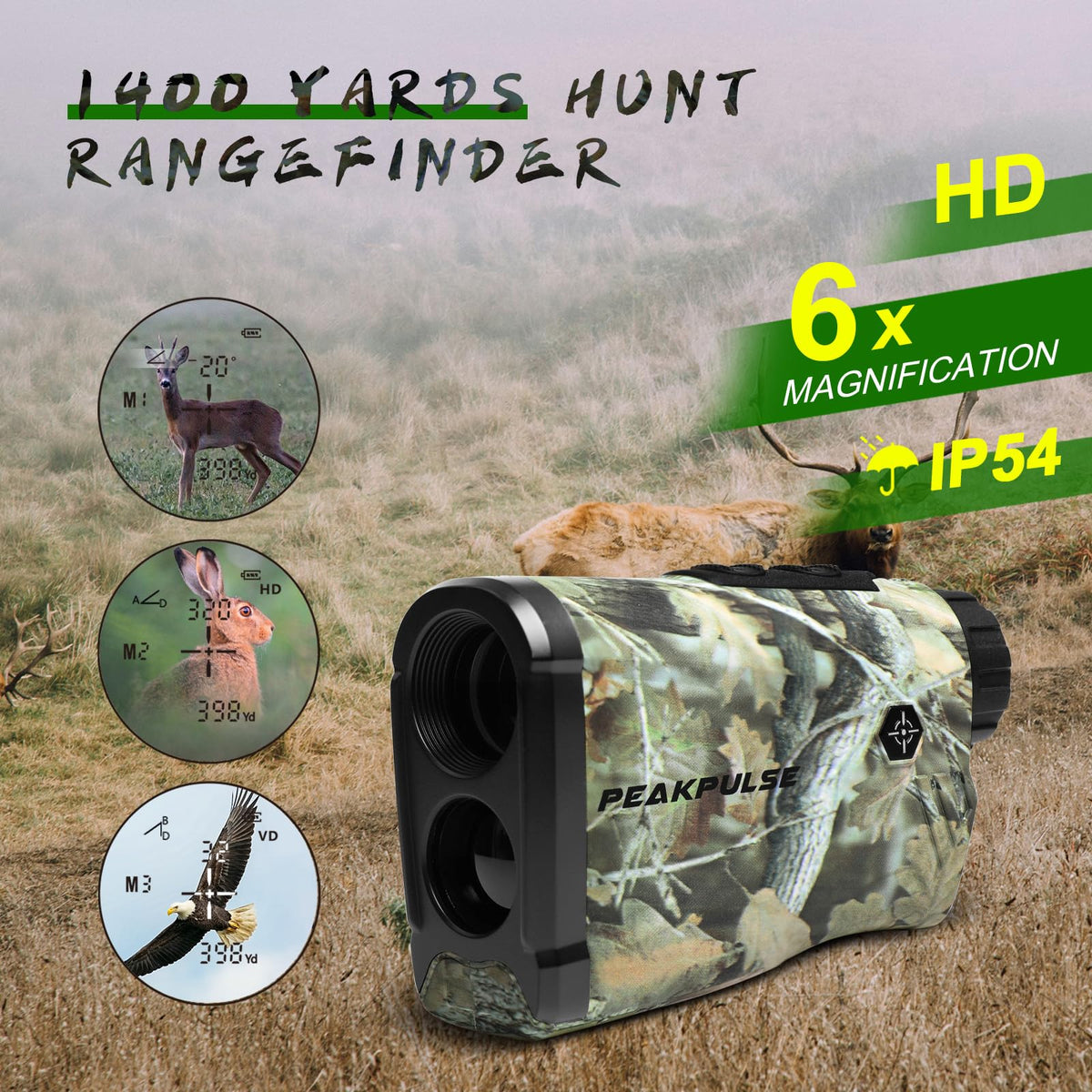 Hunting Range Finder 1400Yds 6X Angle Height Spare Batt - PEAKPULSE Official Imagery - 4