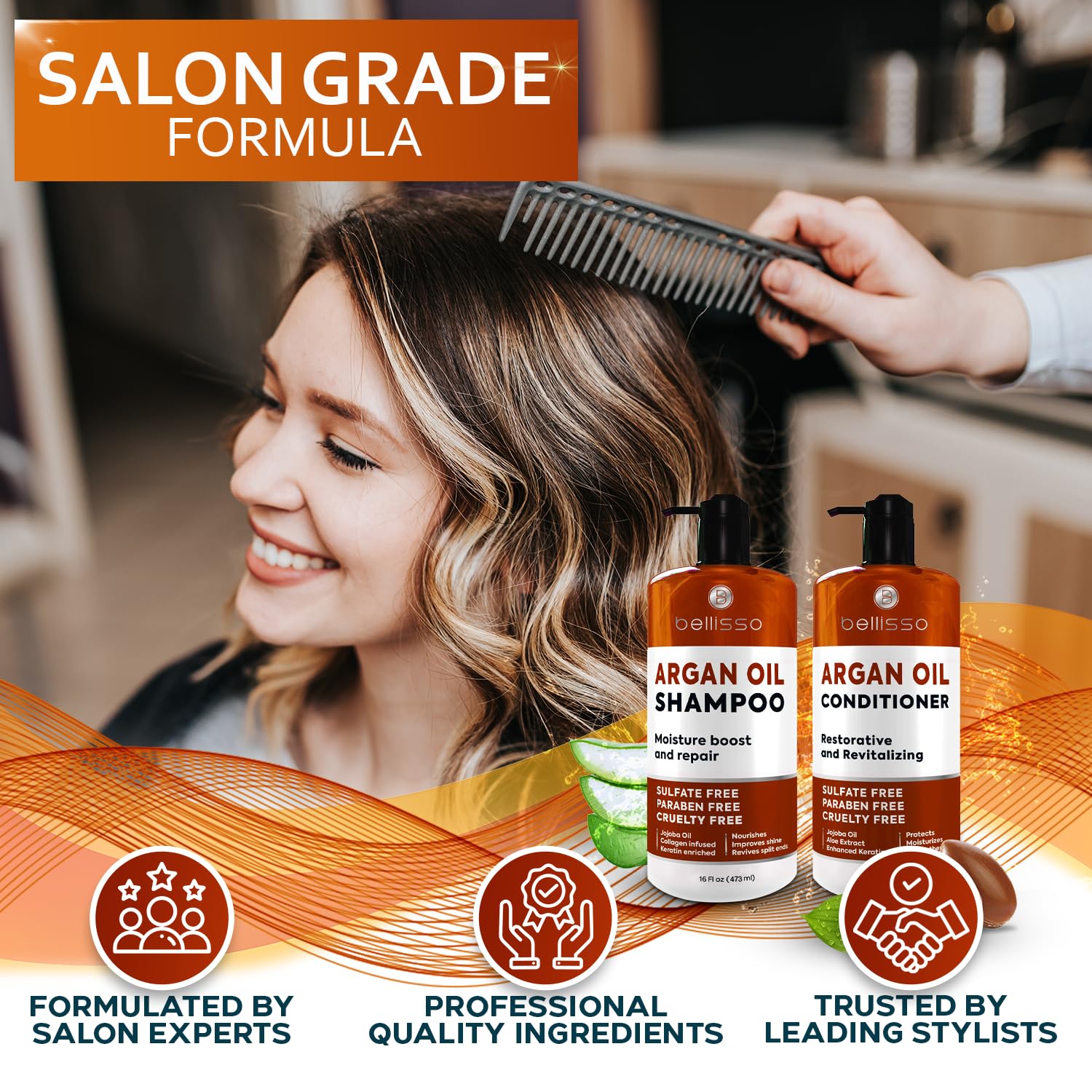 Moroccan Argan Oil Shampoo and Conditioner Set - BELLISSO Official Imagery - 6