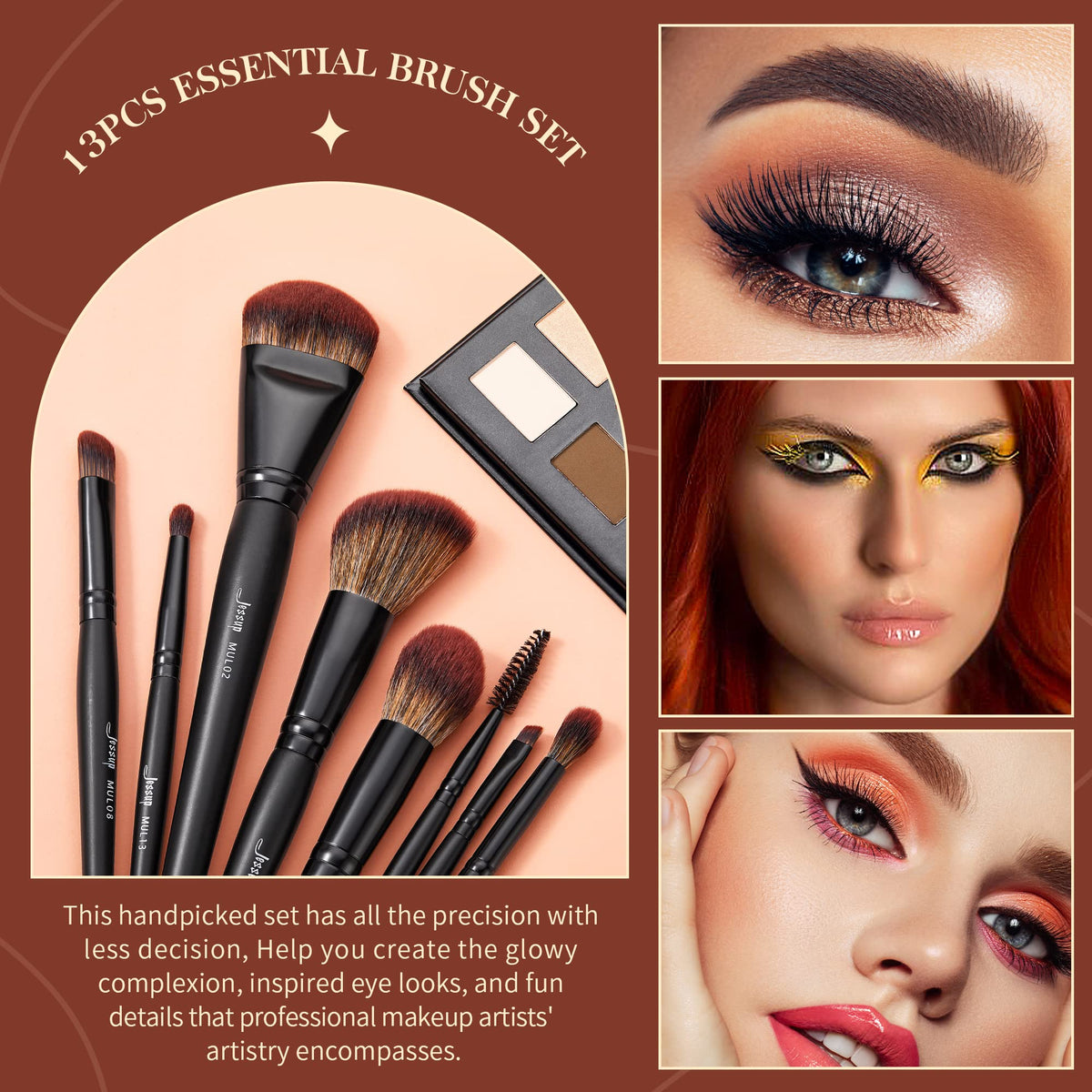 Jessup Full Makeup Brushes Set 13pcs Professional Vegan - Jessup Official Imagery - 4