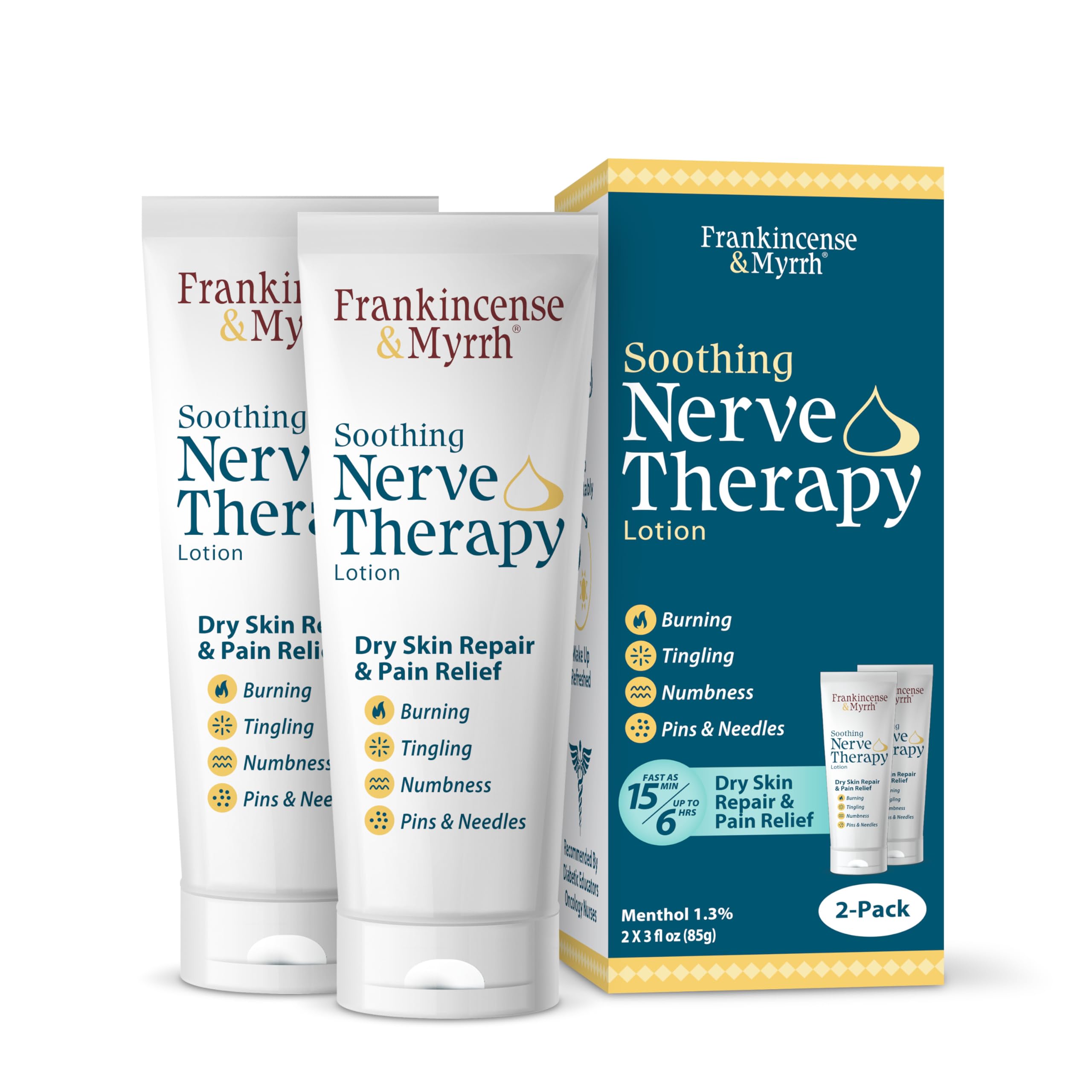 FRANKINCENSE & MYRRH Nerve Therapy Lotion, Diabetic Neuropathy, 3 oz 2 Pack