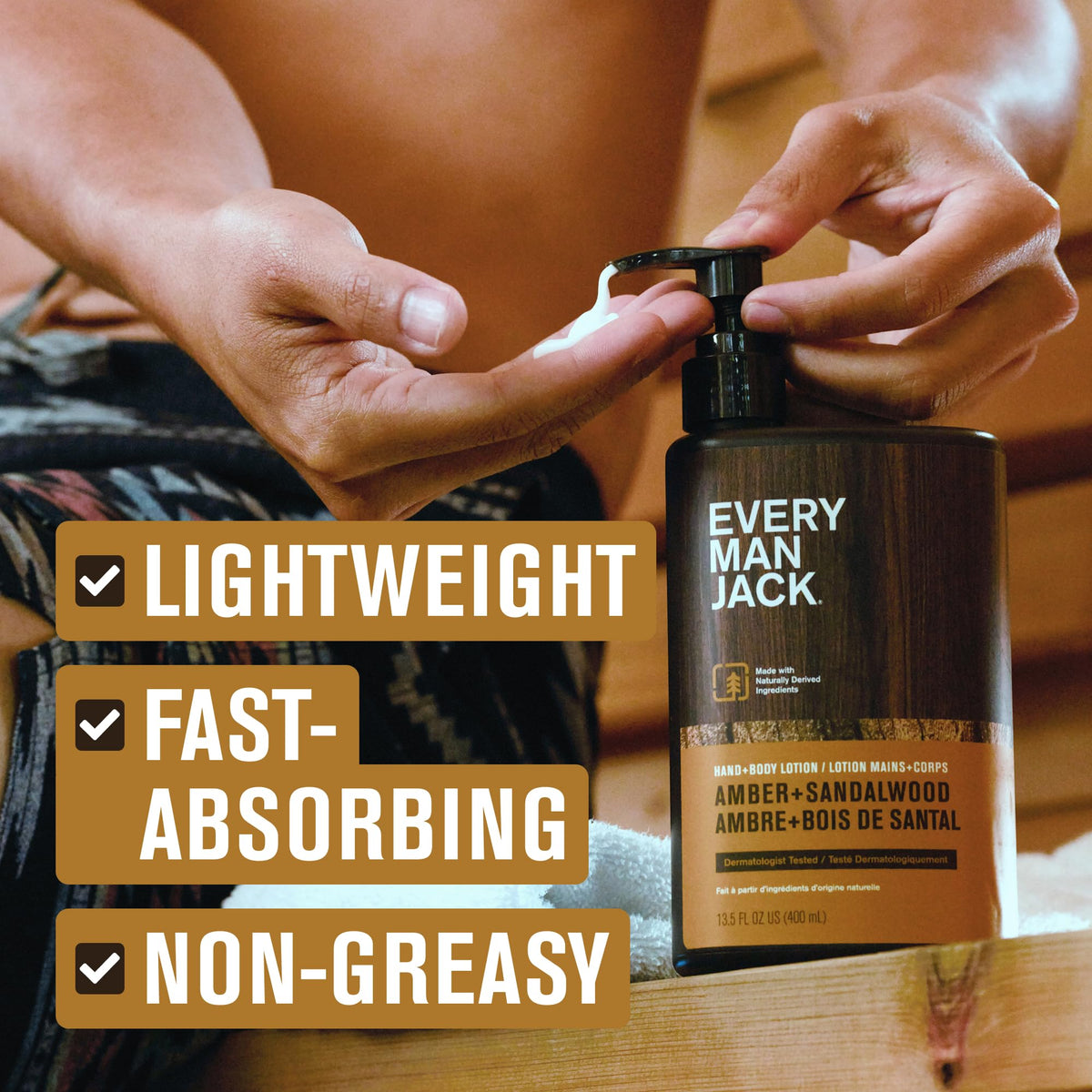 Every Man Jack Hand Body Lotion for Men Amber Sandalwood 2pk - Every Man Jack Official Imagery - 5