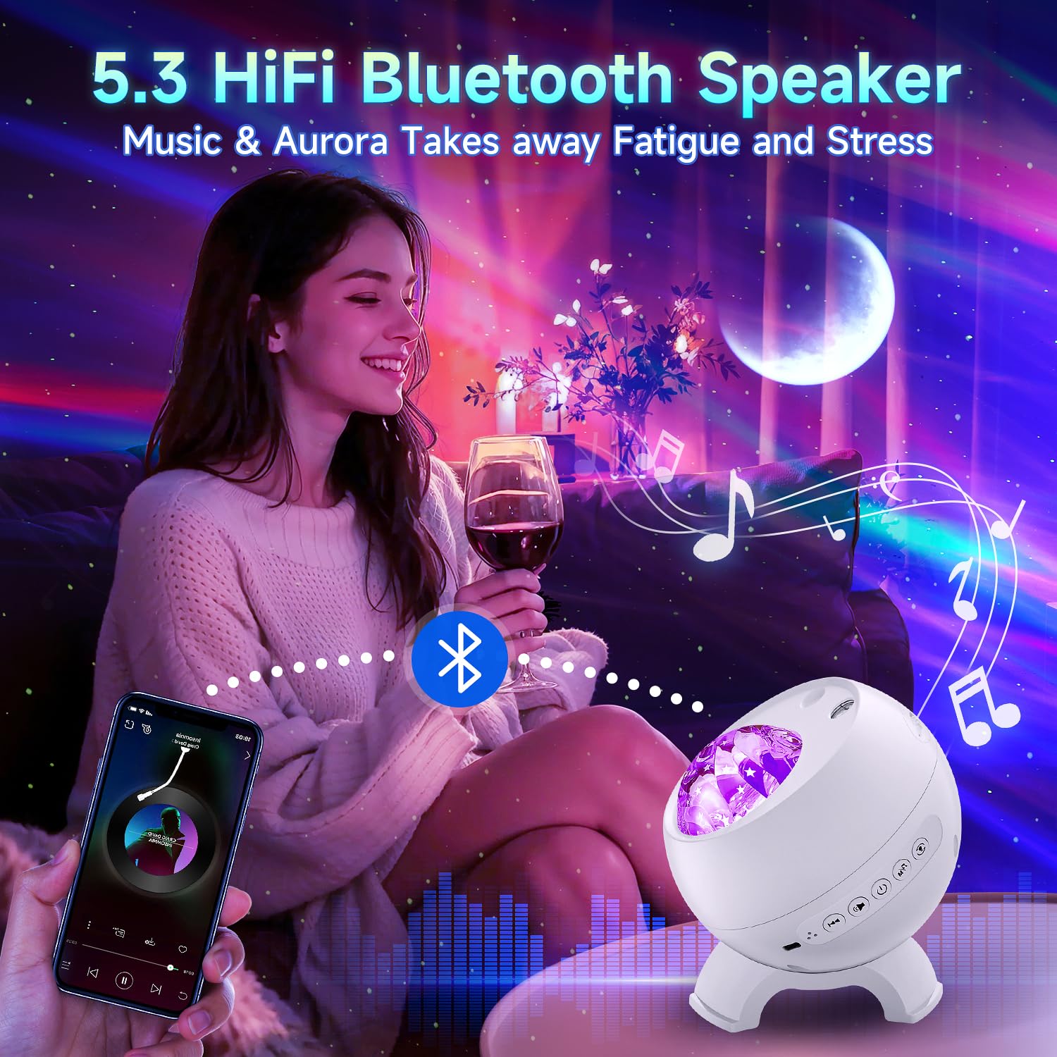Staryou Galaxy Projector Northern Lights Projector with Bluetooth by Staryou - Angle View 4