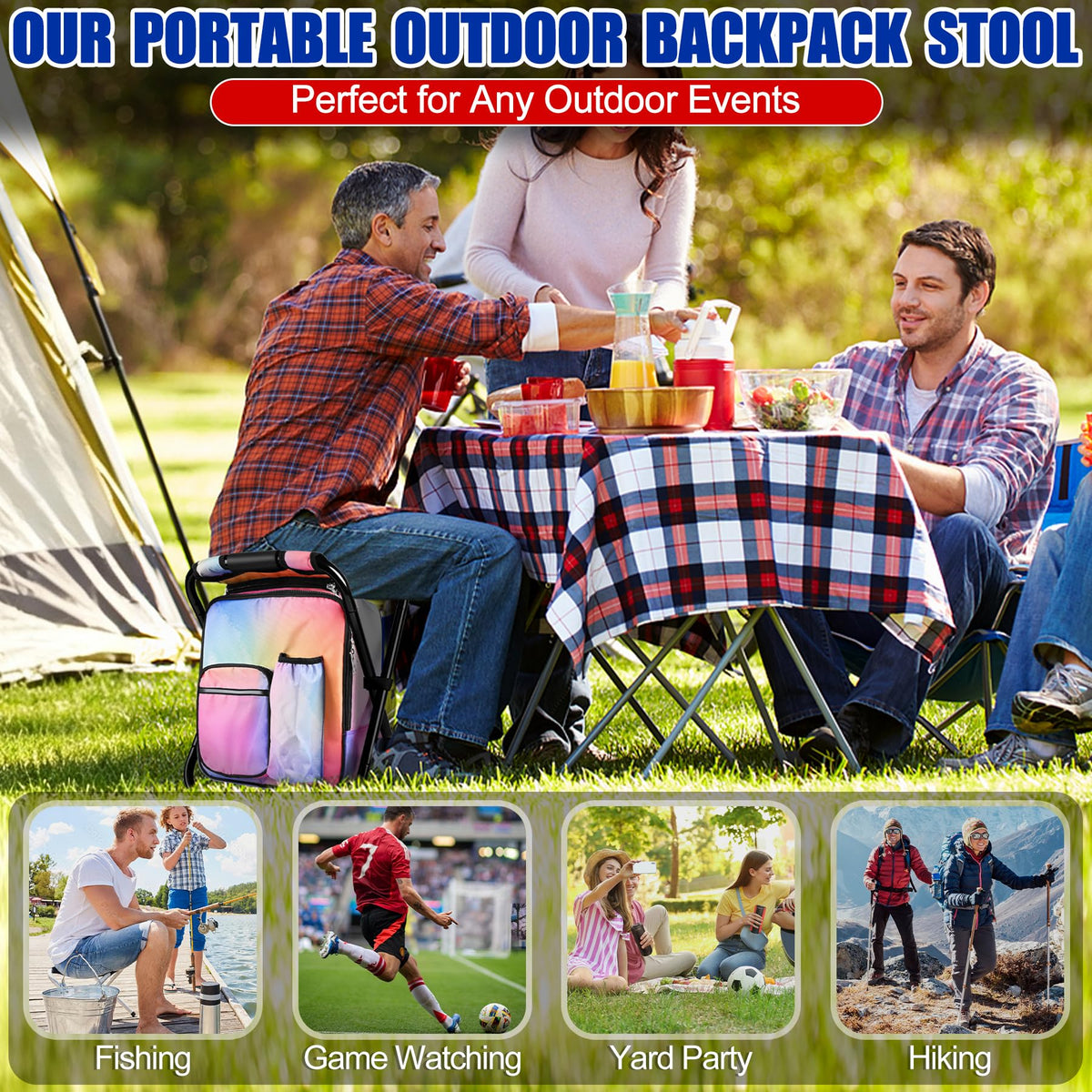 Backpack Stool Cooler Chair Heavy Duty 200 LBS Max Load - Kikerike Official Imagery - 5