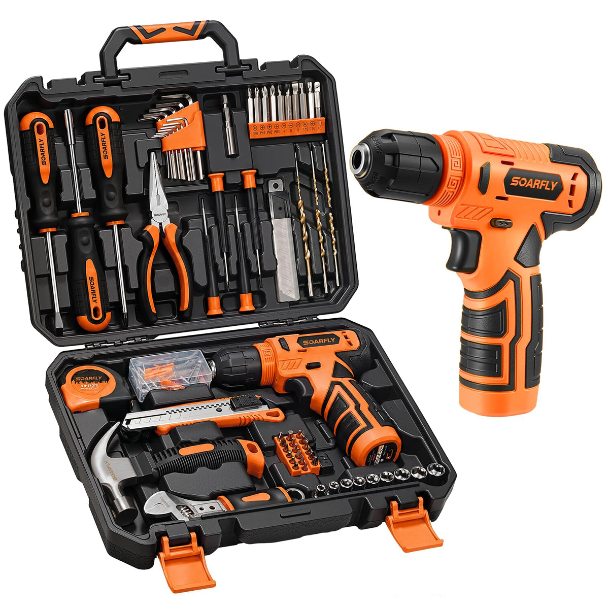 157 Piece Tool Set 8V Cordless Drill Set Hand Tool Kit for - SOARFLY Official Imagery - 1