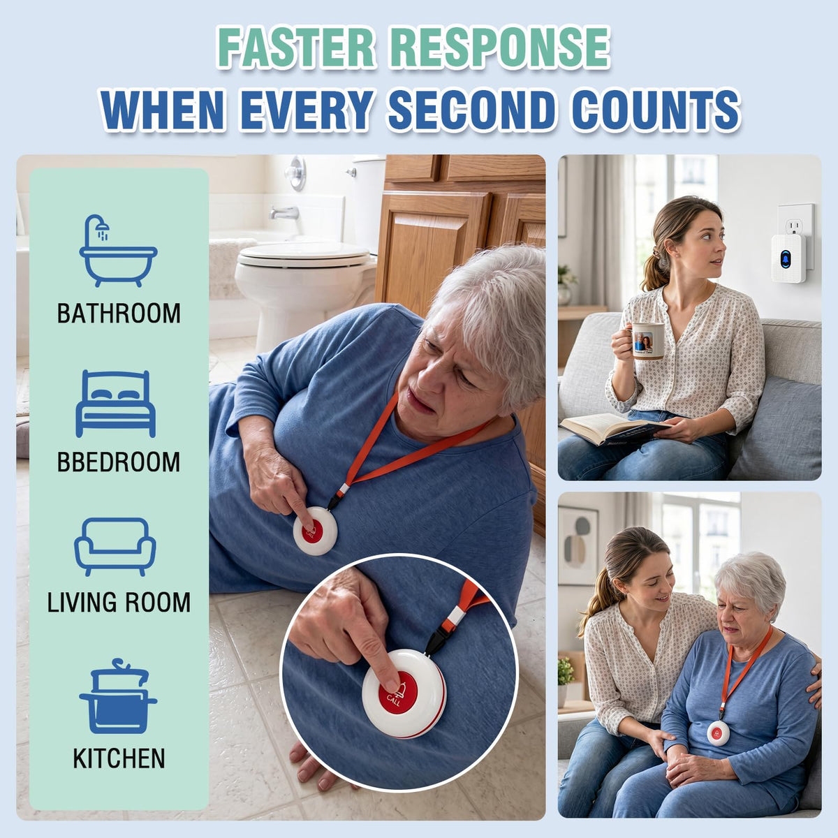 Wireless Wrist Pager Caregiver Call Button in Home System - Daytech Official Imagery - 4