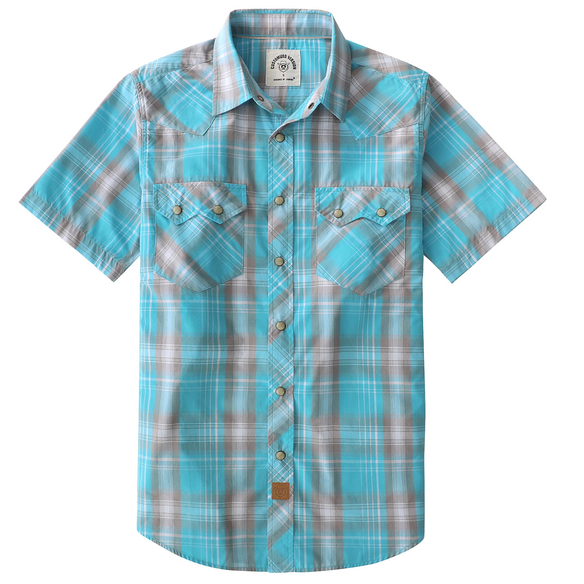 Dubinik® Pearl Snap Western Shirt for Men Short Sleeve 2 Sawtooth Pocket - Dubinik Official Product View 1