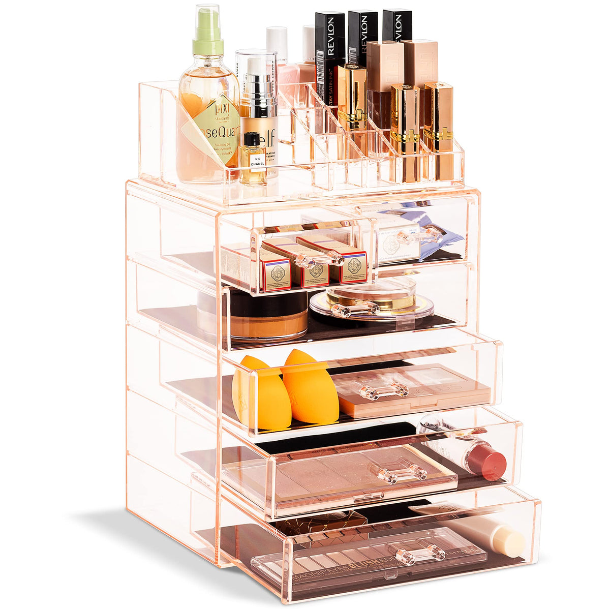 Sorbus Makeup Organizer 6 Drawer Acrylic 2 Piece Set - Sorbus Official Imagery - 1