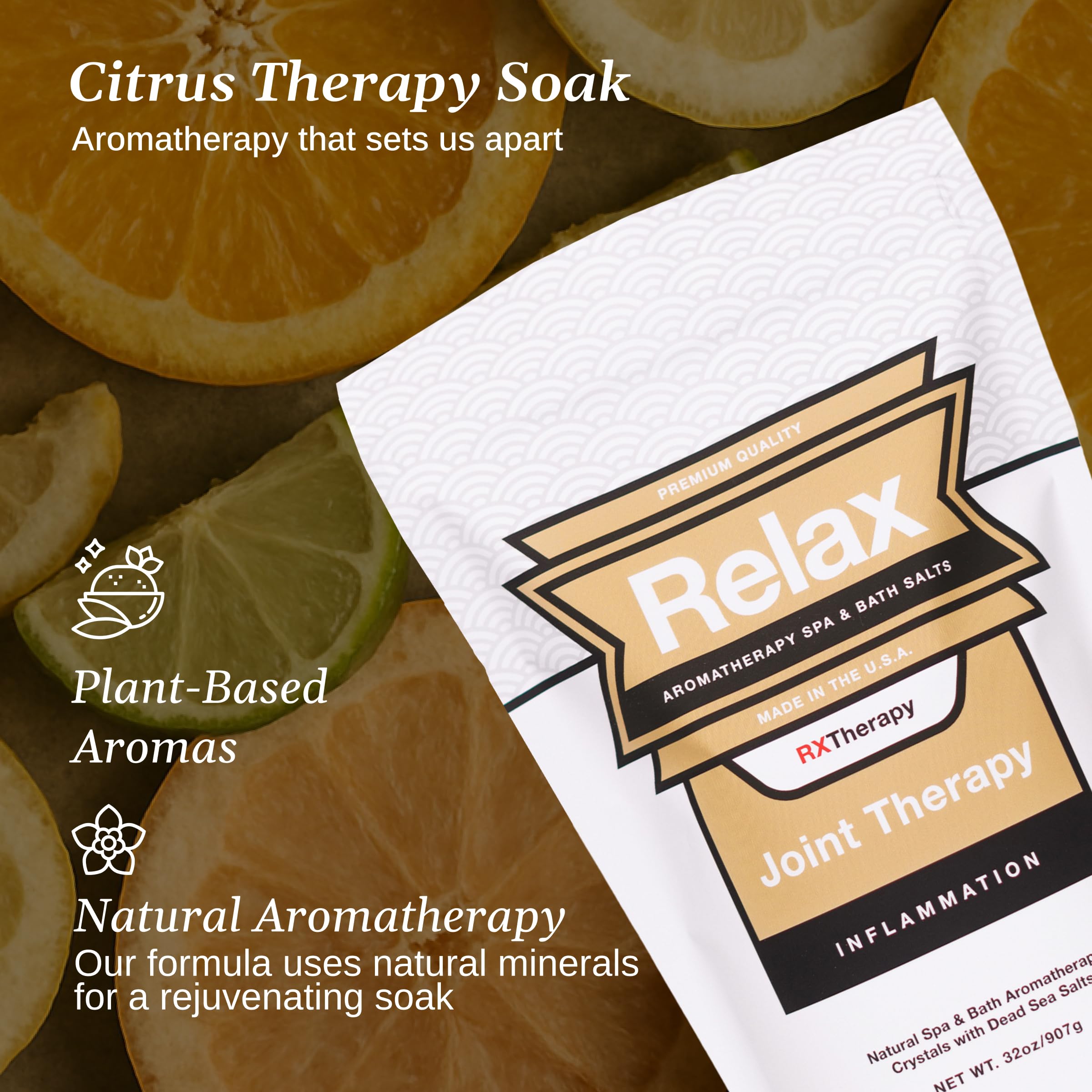 Relax Spa & Bath RX Joint Therapy Salts, Magnesium Pain Relief Soak, 32 oz
