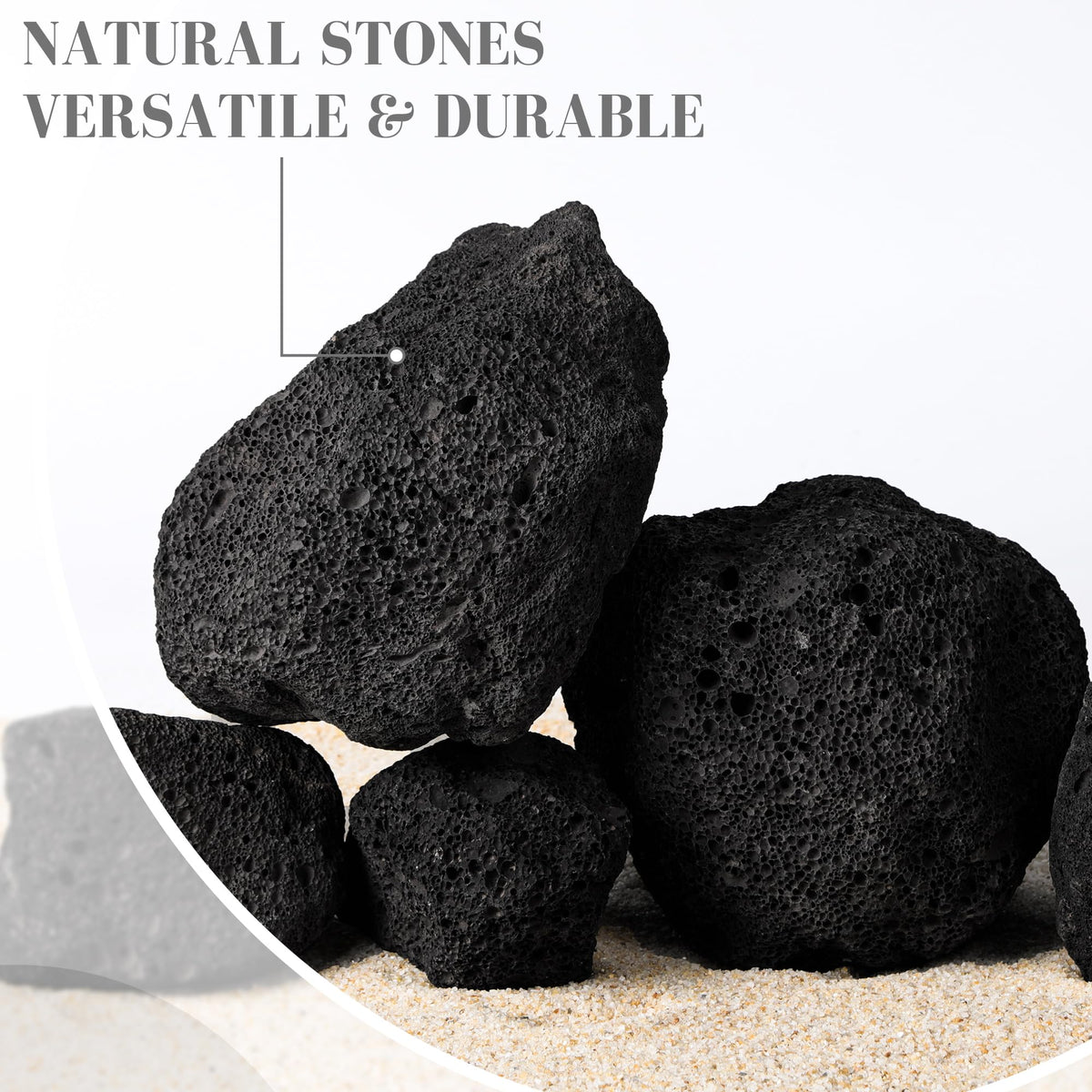 2 2 8 1 Inches Natural Black Lava Rock 5 PCS Mixed Sizes - FISCAPE Official Imagery - 6