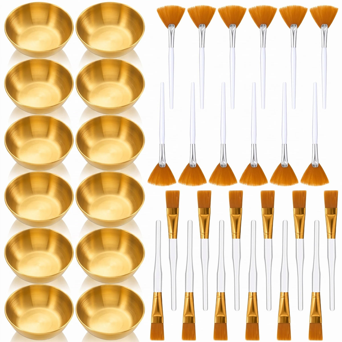Teenyyou 36pcs Gold Facial Bowls and Facial Brushes for - Teenyyou Official Imagery - 2