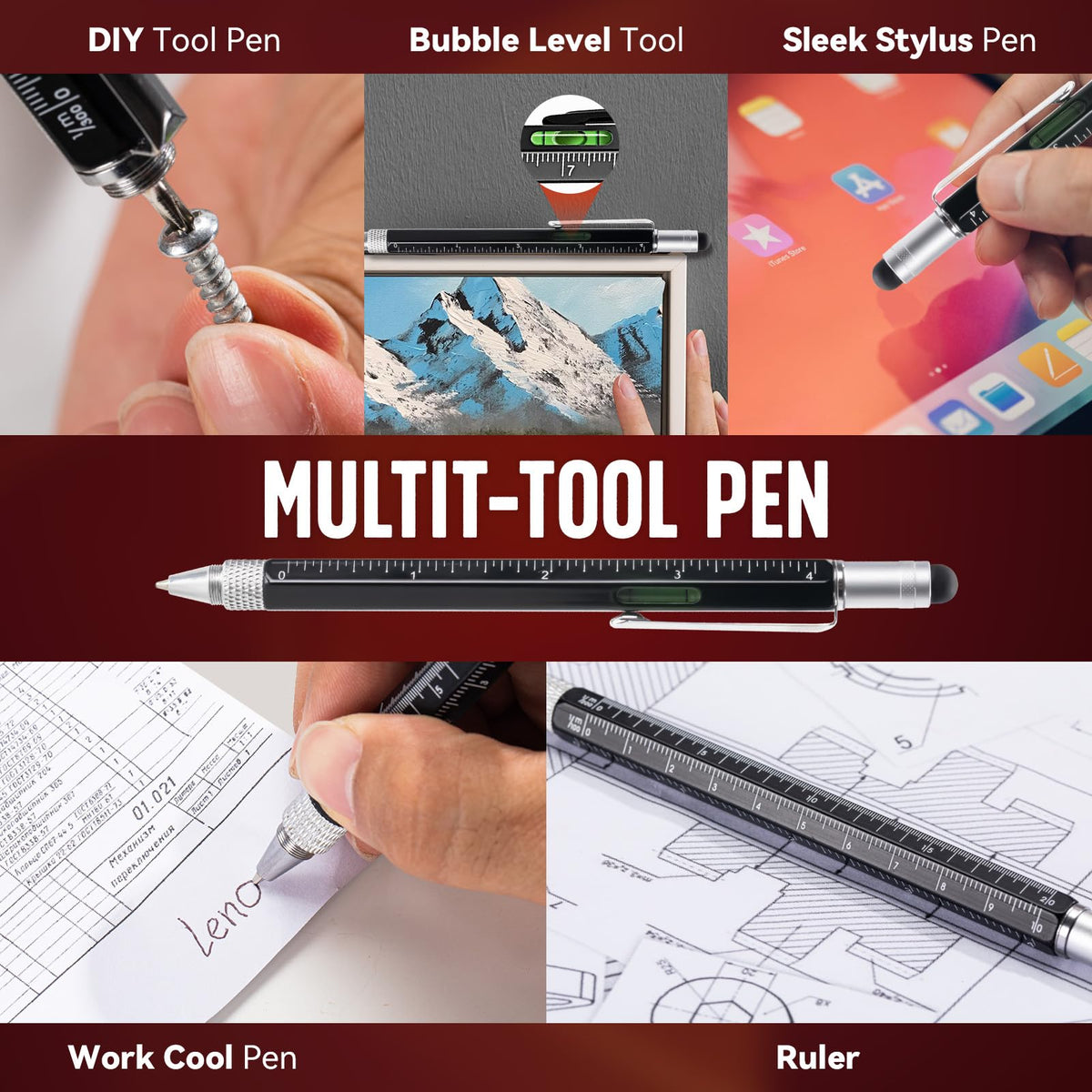 Telescoping Magnetic Pickup Tool 6 in 1 Multitool Pen Set - SYMNTEM Official Imagery - 6