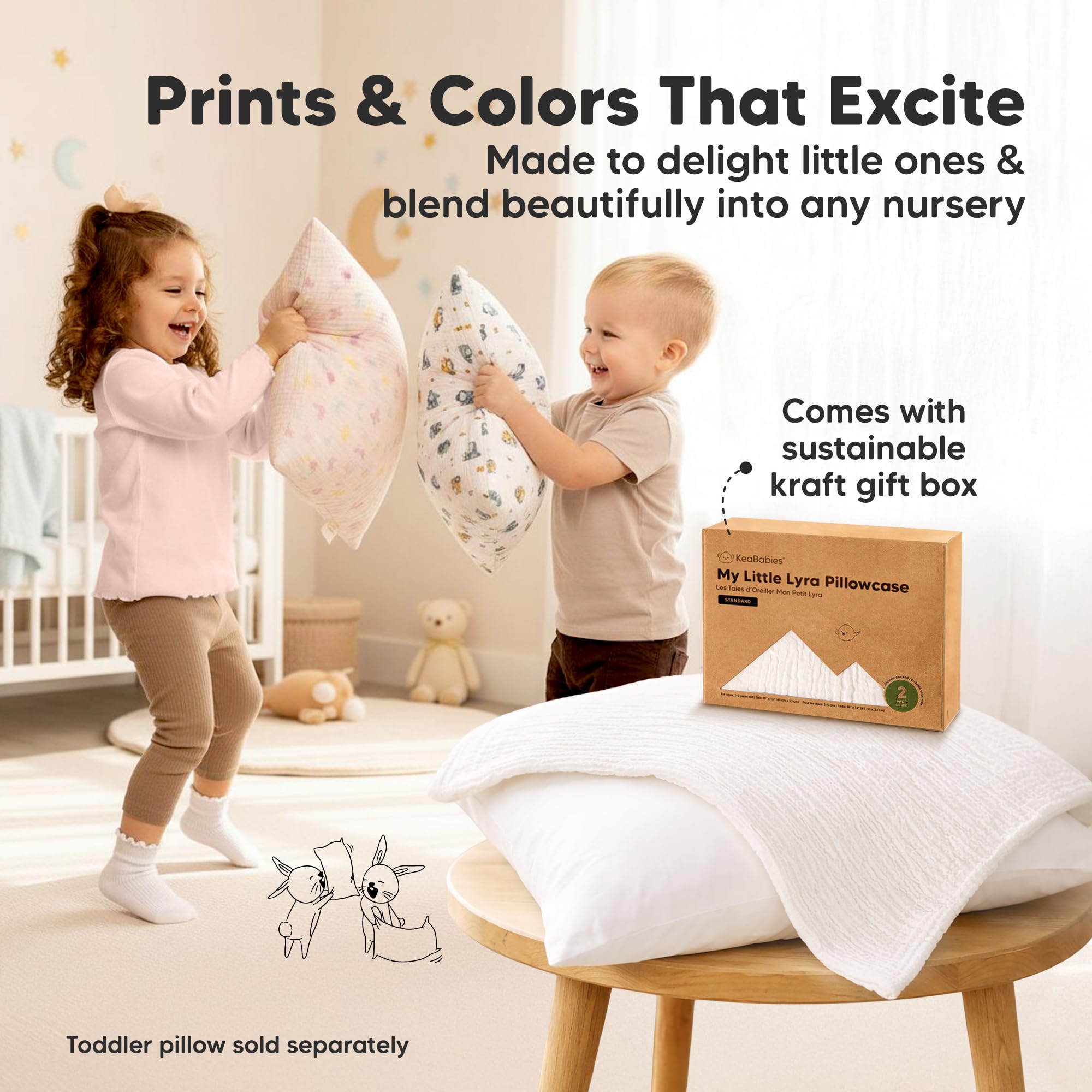 KeaBabies Cotton Muslin Toddler Pillowcase 13x18 Only, 2-Pack - KeaBabies Official Product View 10