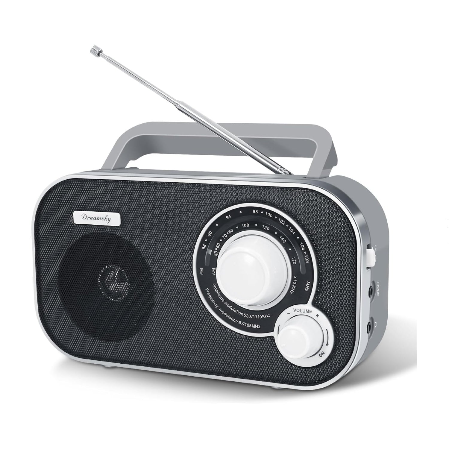 DreamSky portable AM FM radio with wall plug and battery operation, suitable for home and outdoor use