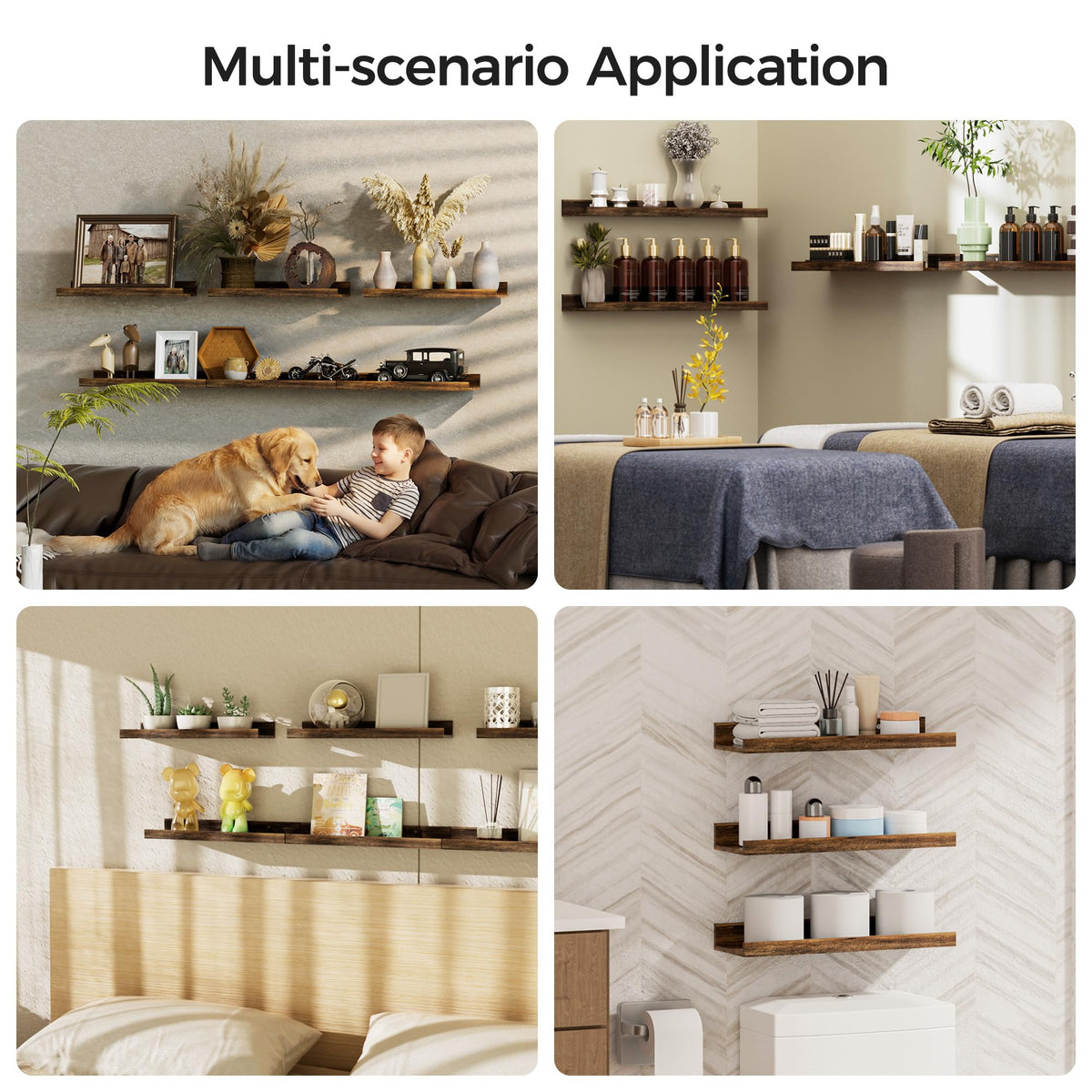 upsimples Floating Shelves for Wall Decor and Storage Brown - upsimples Official Imagery - 6
