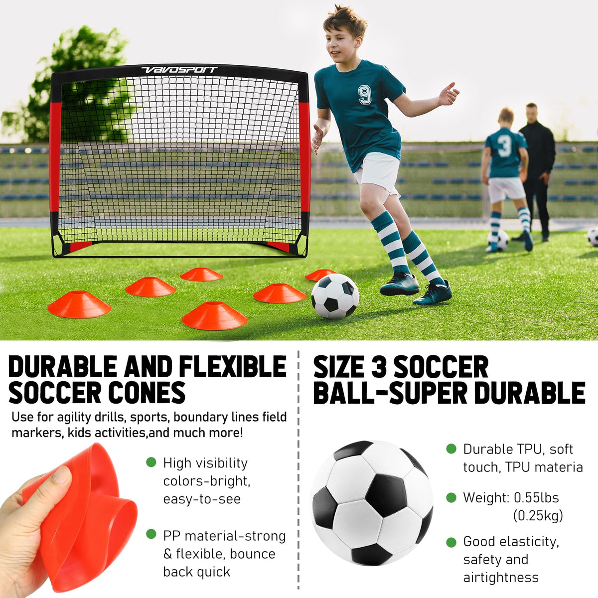 Kids Soccer Goals for Backyard 2 Pack 4x3ft Portable Soccer - VAVOSPORT Official Imagery - 6