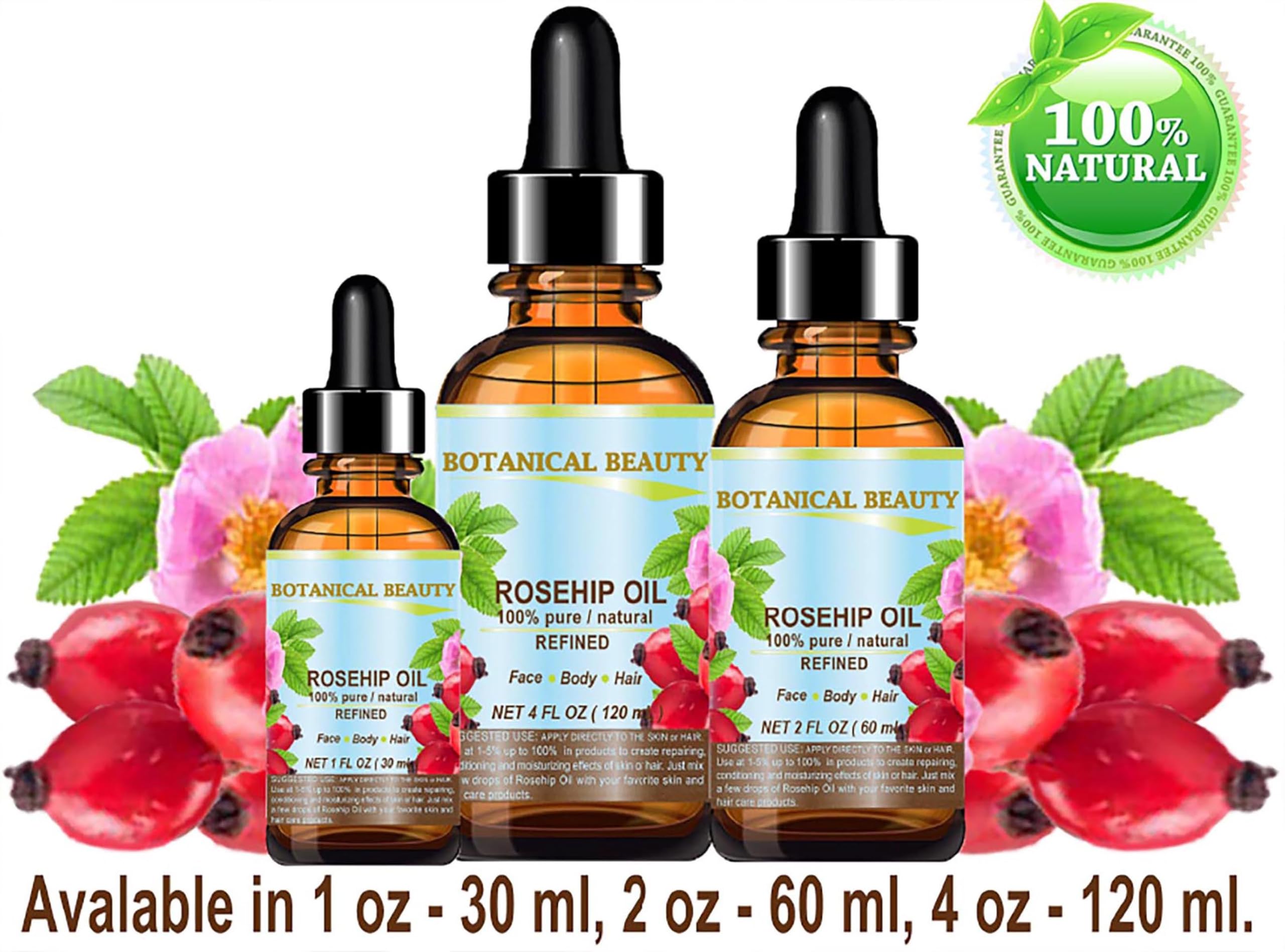 Botanical Beauty ROSEHIP SEED OIL 100% Pure Natural Refined - Botanical Beauty