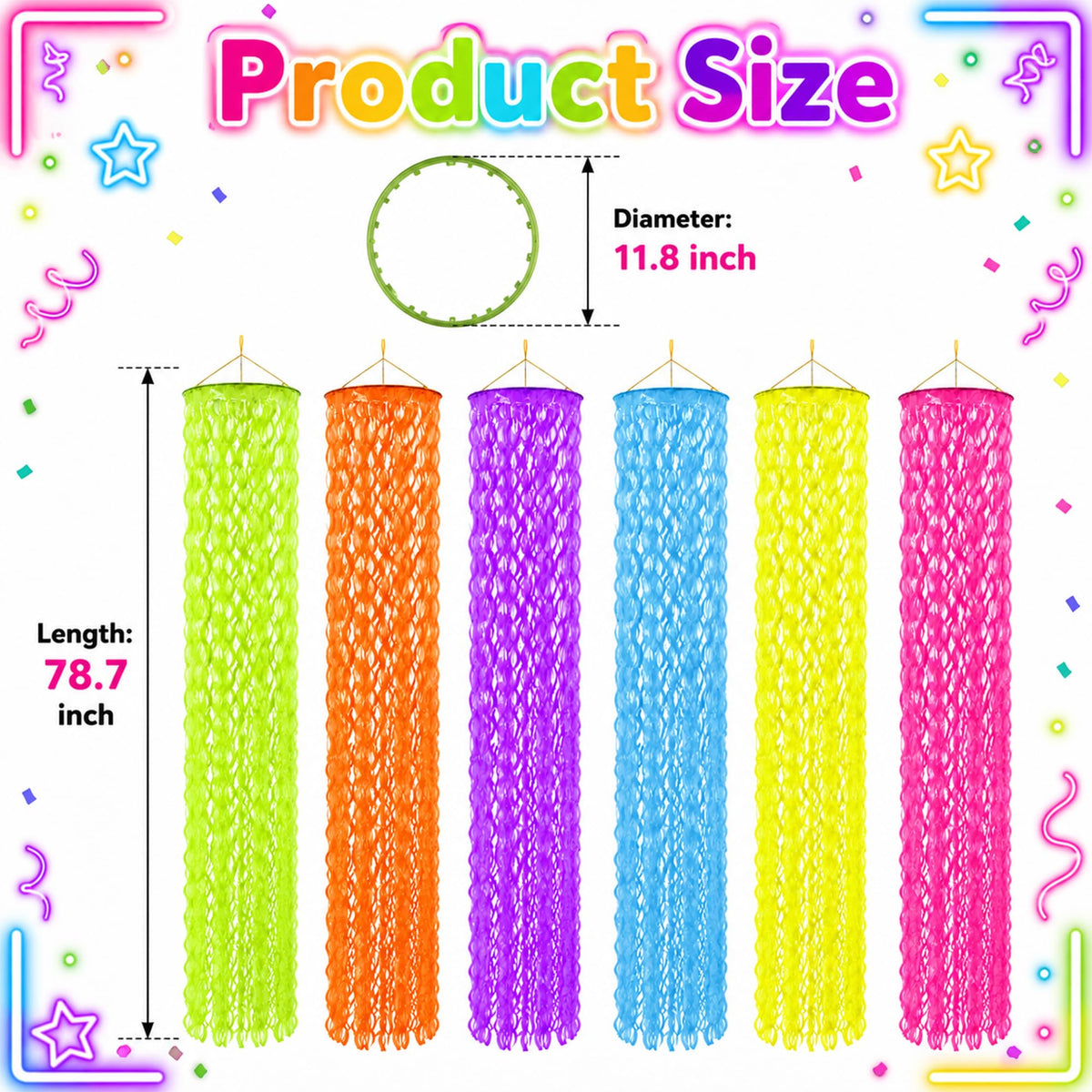6Pcs Glow in the Dark Neon Party Hanging Backdrop Decor with - succulentlovers Official Imagery - 3