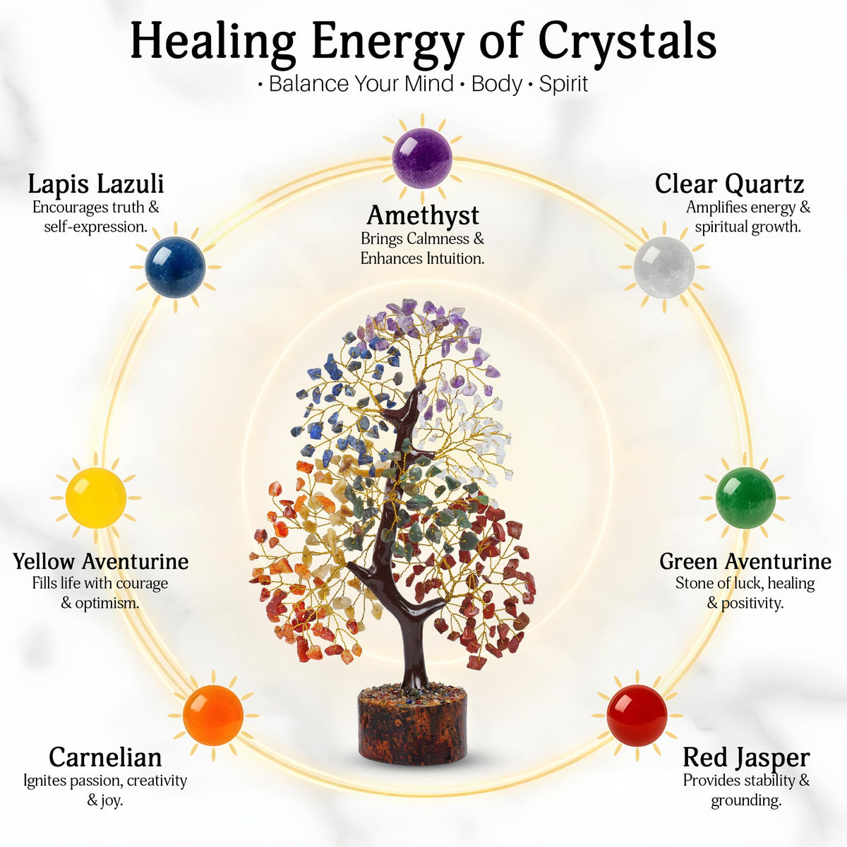 FASHIONZAADI 7 Chakra Crystal Tree of Life Birthday Gifts - FASHIONZAADI Official Imagery - 4