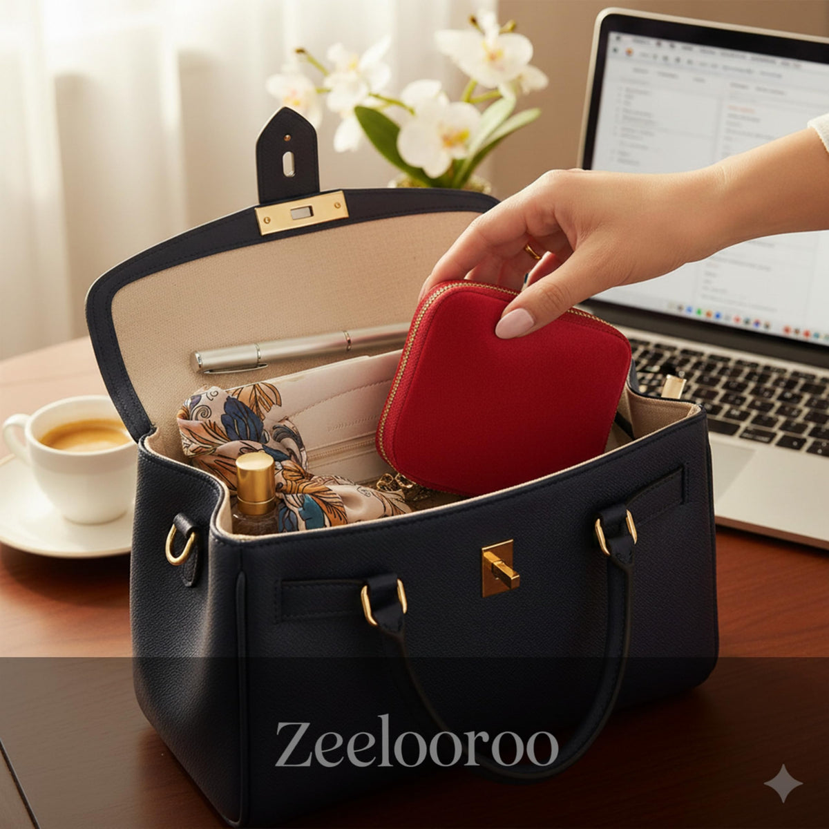 Travel Jewelry Pouch 2 Layer 11 Pocket Lisse Velvet Anti - Zeelooroo Official Imagery - 7