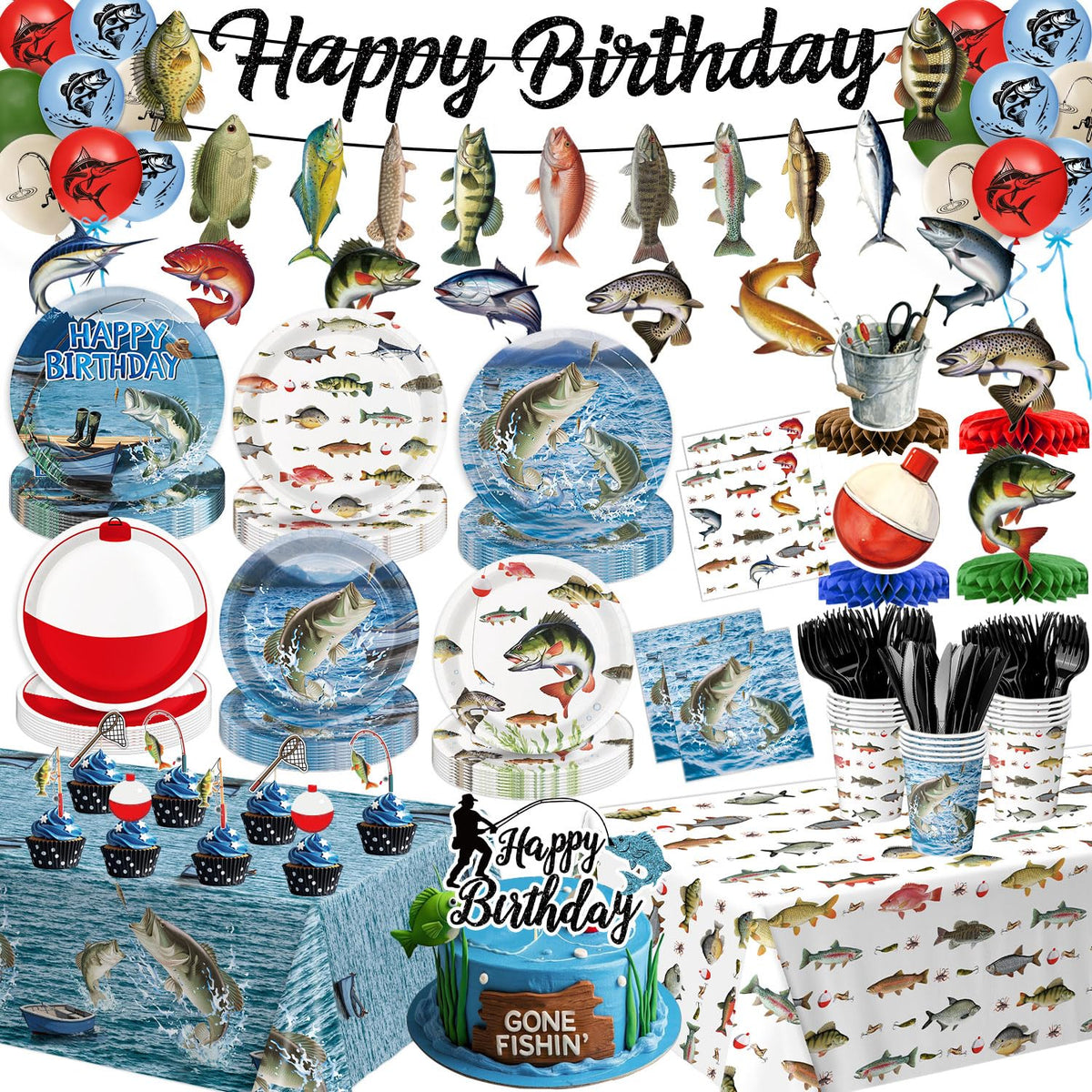 Fishing Birthday Party Decorations - QIYANPAX Official Imagery - 1