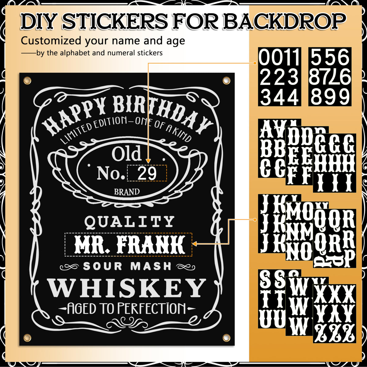 Whiskey Birthday Decorations for Men Aged to Perfection - BORAMDO Official Imagery - 5