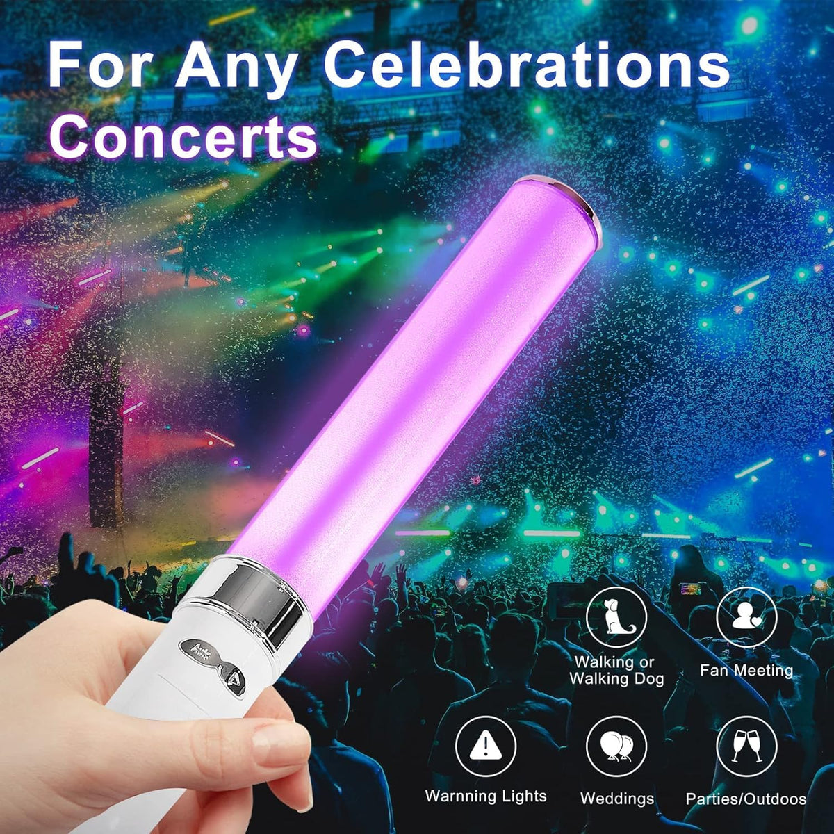 LED Glow Stick 18 Multicolor Flash Light Stick for Concerts - HOHUIGO Official Imagery - 3
