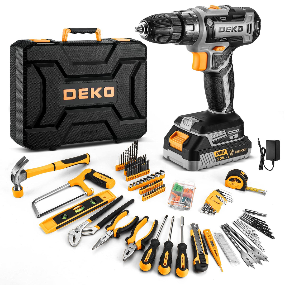 Cordless Drill Tool Kit Set 20V Power Drill Tool Box with - DEKOPRO Official Imagery - 1