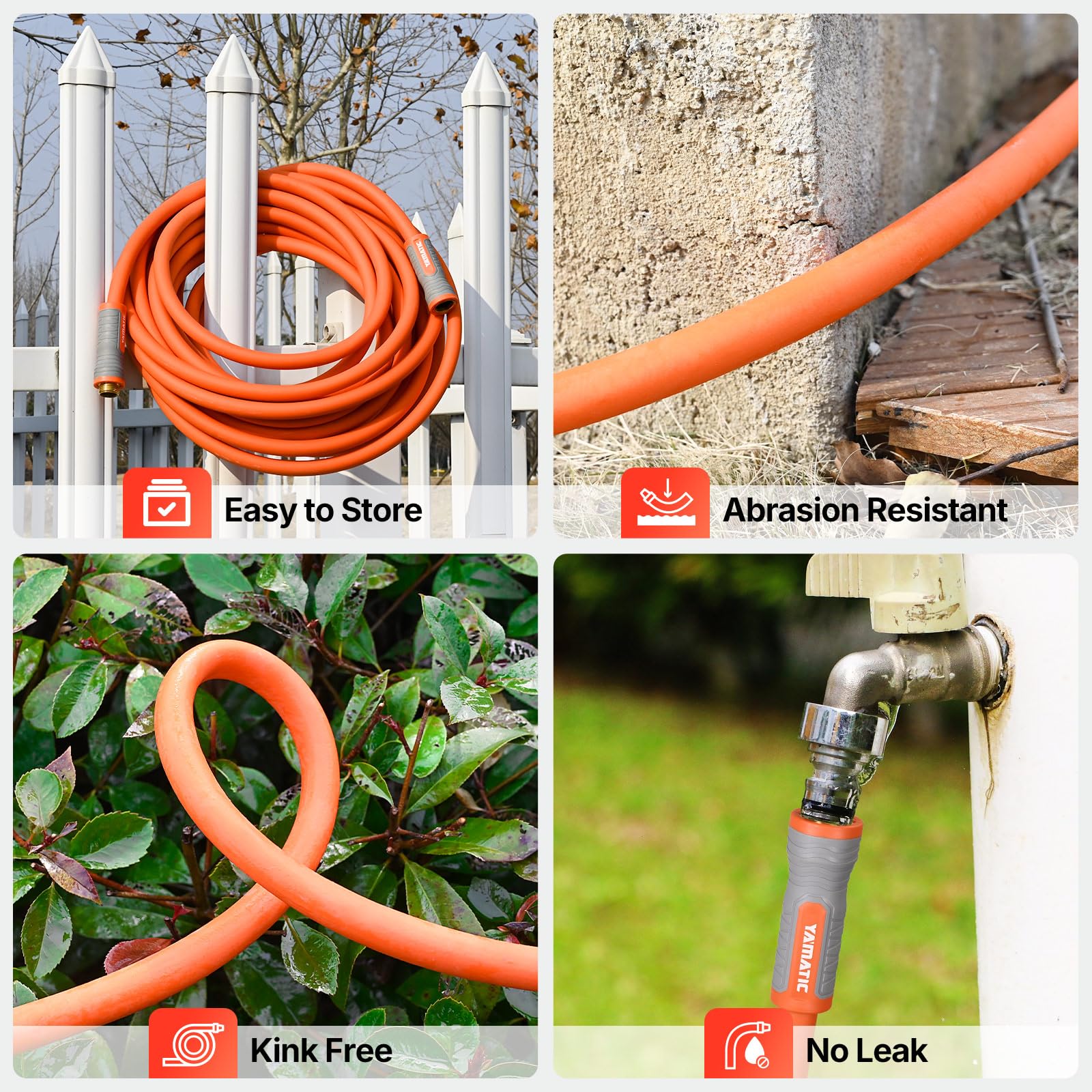 YAMATIC 100ft Garden Hose, 5/8in I.D. 360° Swivel Handle, Burst 6 - YAMATIC Official Product View 5