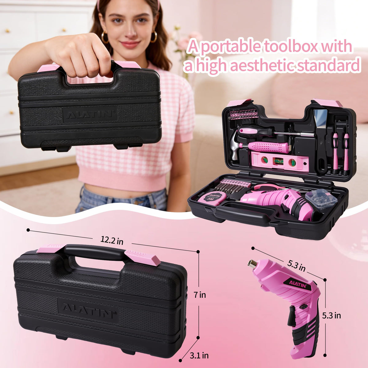 Electric Screwdriver Cordless 40Pcs Pink Tool Set - NIKI MOTORSPORTS Official Imagery - 8