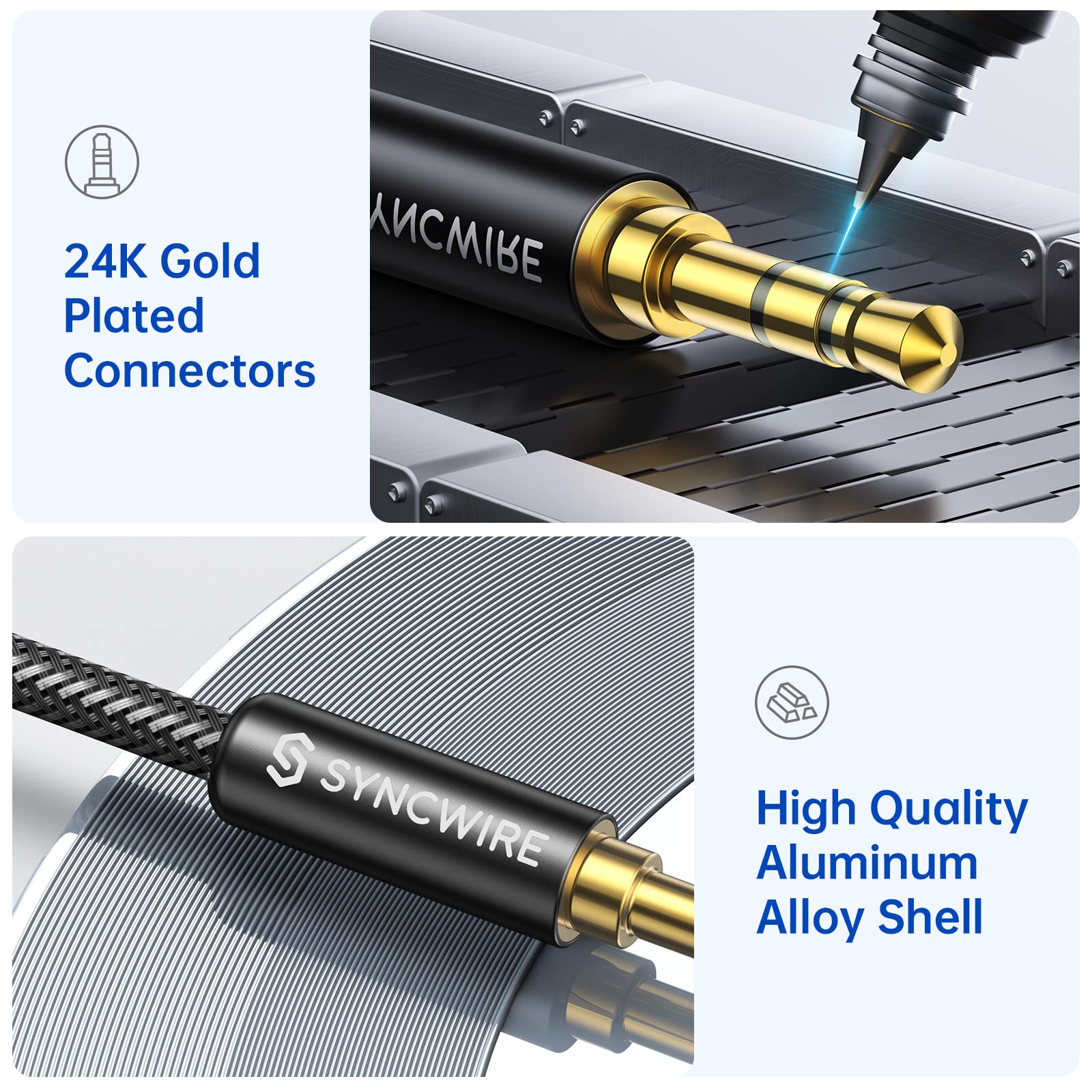 Syncwire Long Aux Cable 6.5Ft- Auxiliary Audio Cable for Headphon by SYNCWIRE - Angle View 4