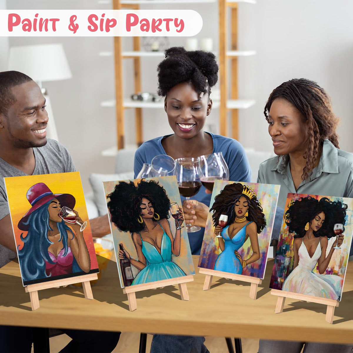 16 Pcs Sip and Paint Kit for Adults Pre Drawn Canvas for - VOCHIC Official Imagery - 5