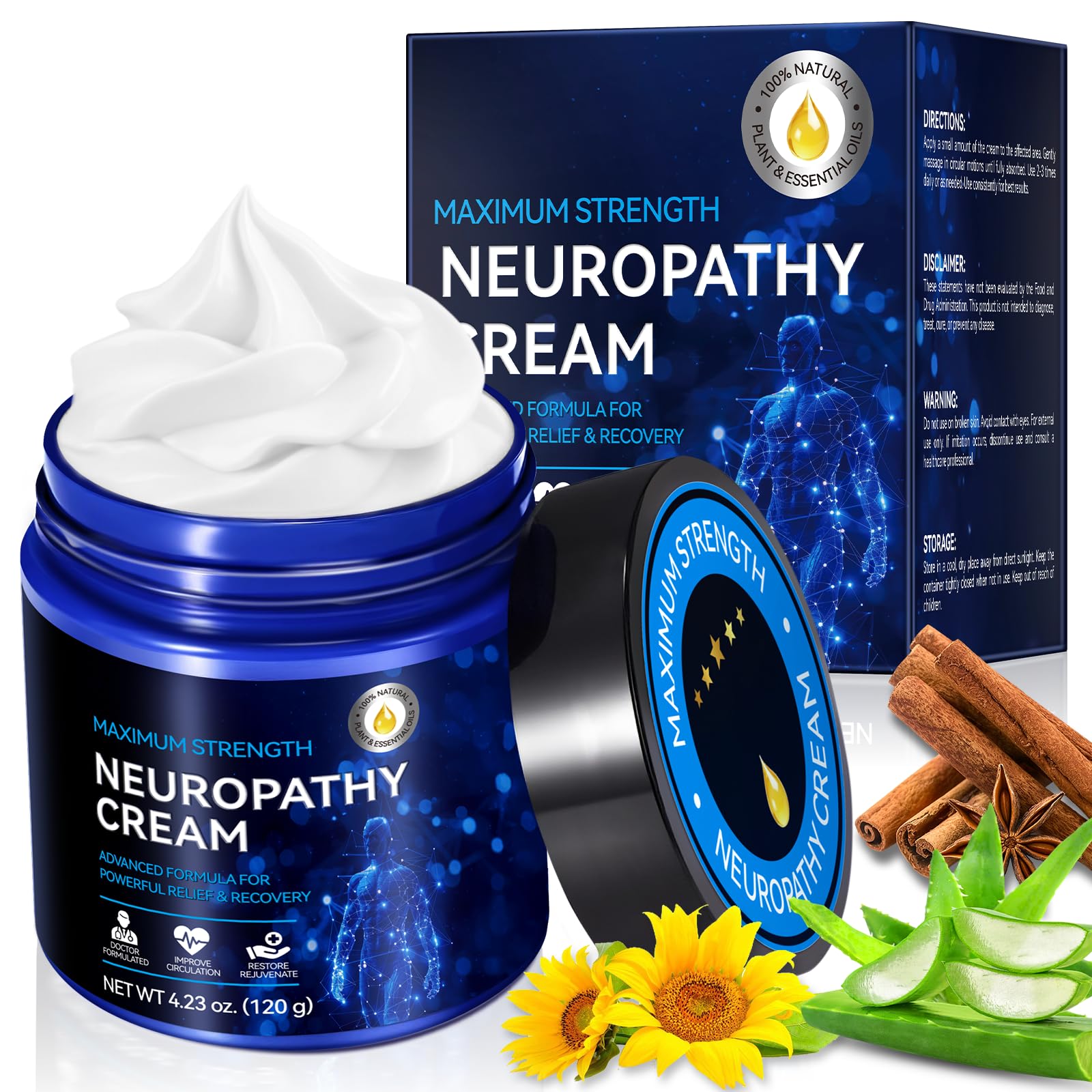 USBSREGARDS Neuropathy Cream Extra Strength Nerve Cream for Feet, Legs, Neck, Back, Hands, Body – Lightweight, Plant-Based Formula with Cooling Comfort, 4 oz 1Pack