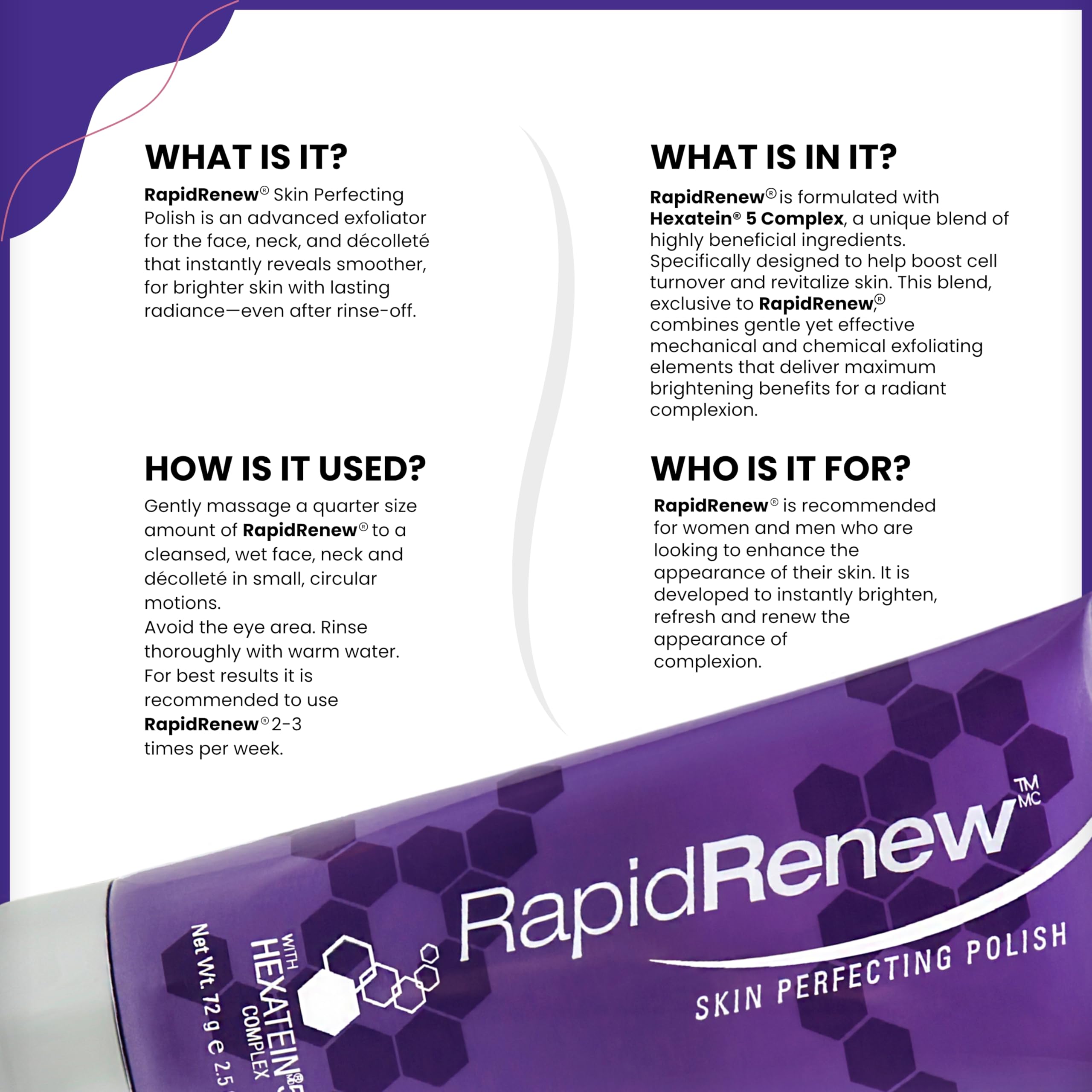 RapidRenew Skin Perfecting Polish – Exfoliating Face Wash and Facial Scrub with Vitamin C, Hexatein 5 Complex – Face Exfoliator for Women & Men, Pore Minimizer – 2.5 fl oz - RapidLash Official Product View 6