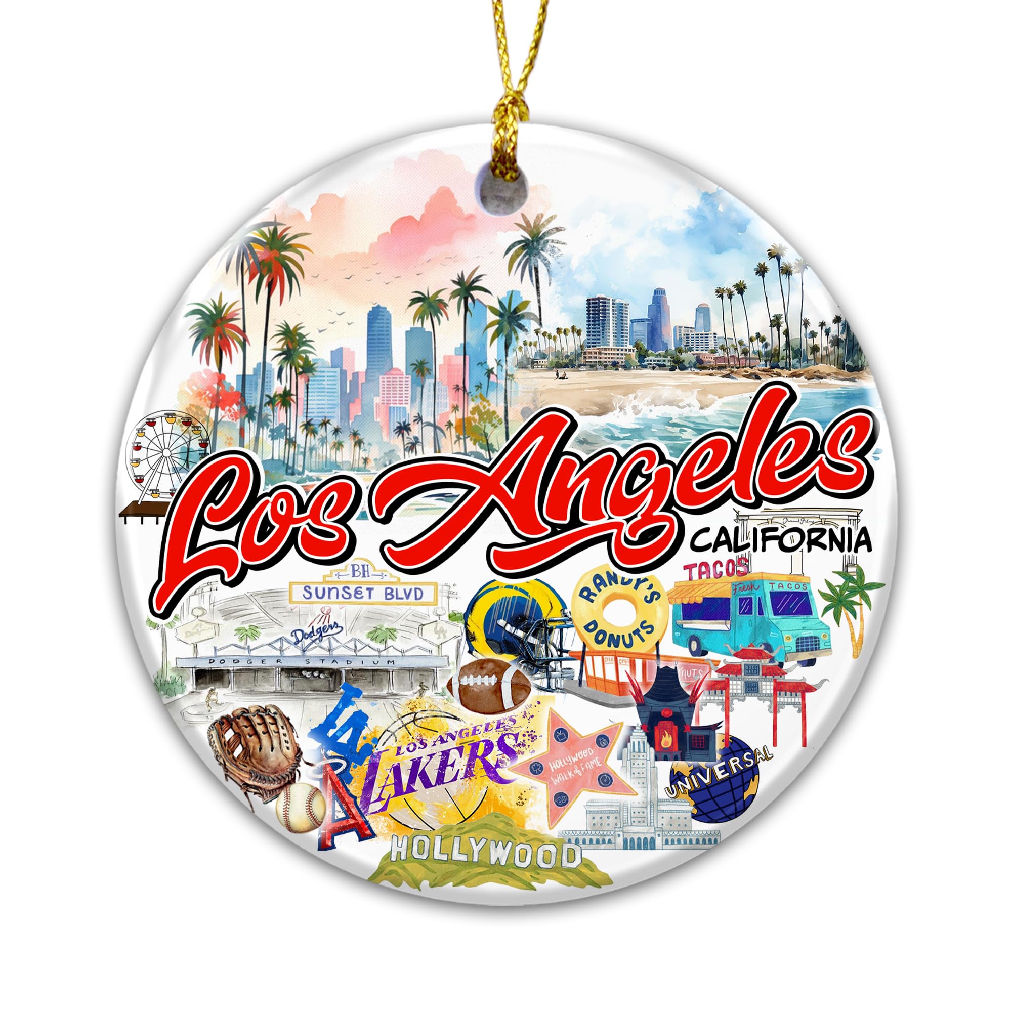 Los Angeles California Christmas Ornament 2025 – City Souvenir - Product Imagery