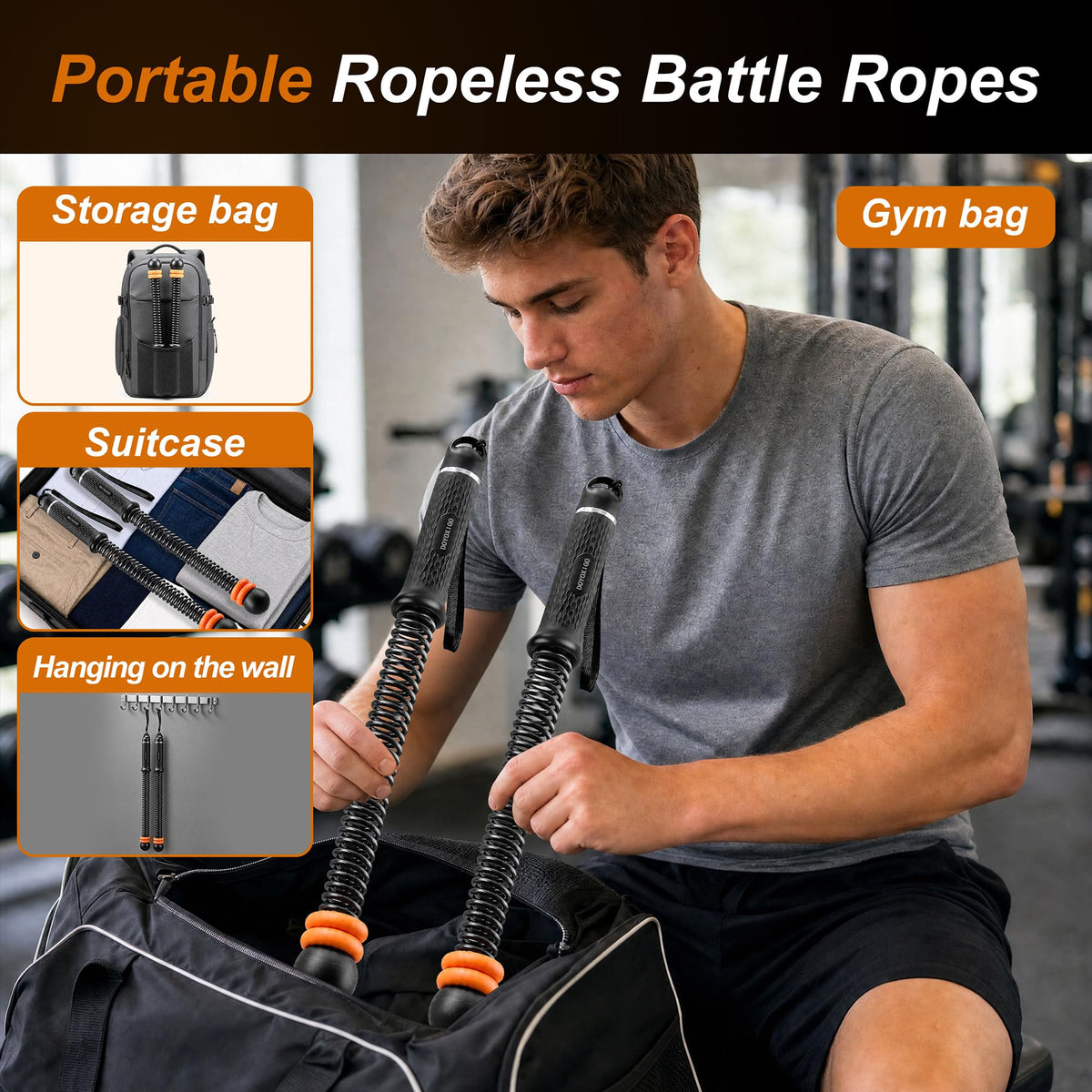 Portable Ropeless Battle Ropes Cordless Weighted Workout - DOYOXIGO Official Imagery - 5