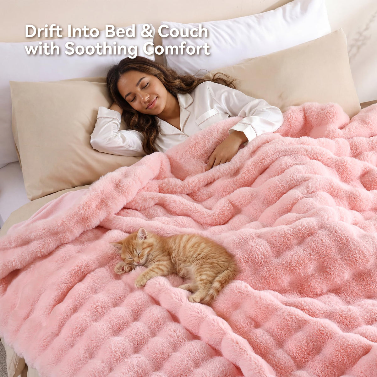 Faux Rabbit Fur Throw for Couch - Smoofy Official Imagery - 6
